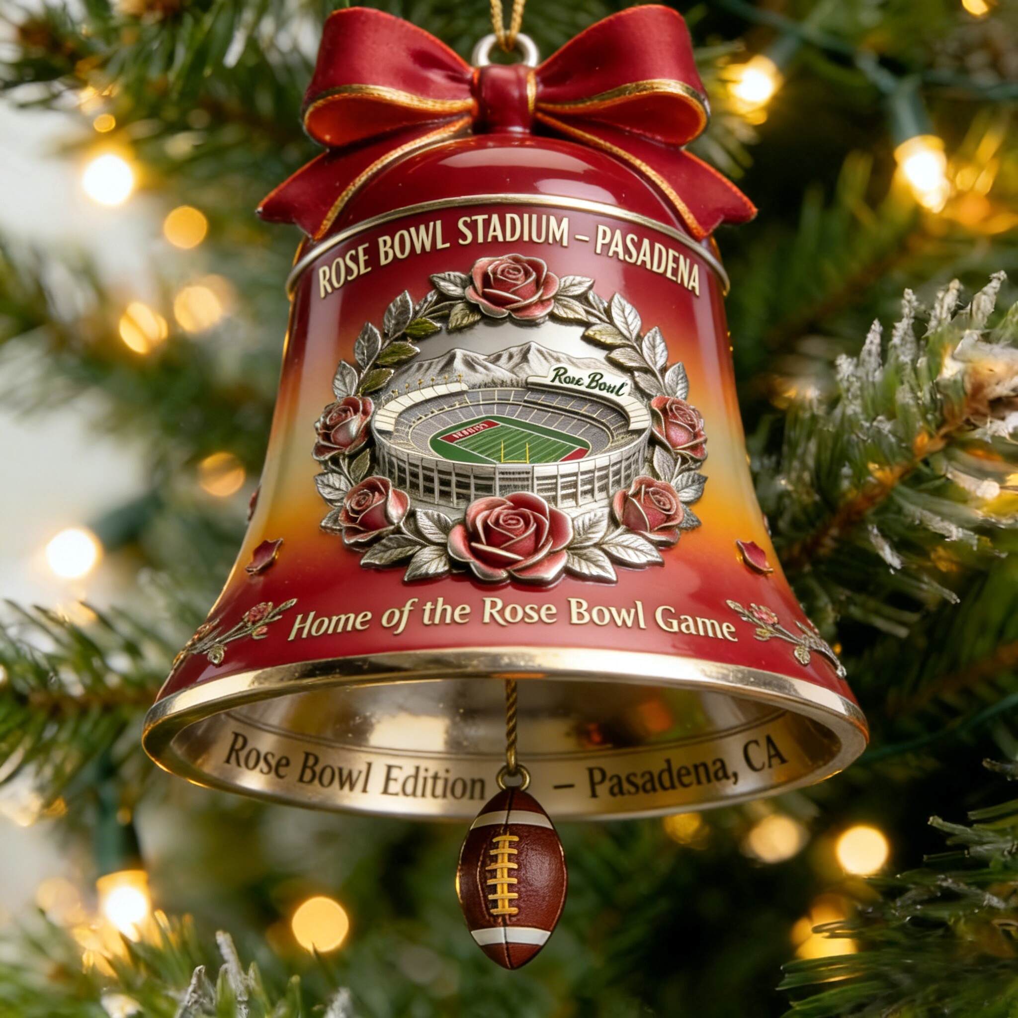 Pasadena Rose Bowl Game Commemorative Bell Ornament