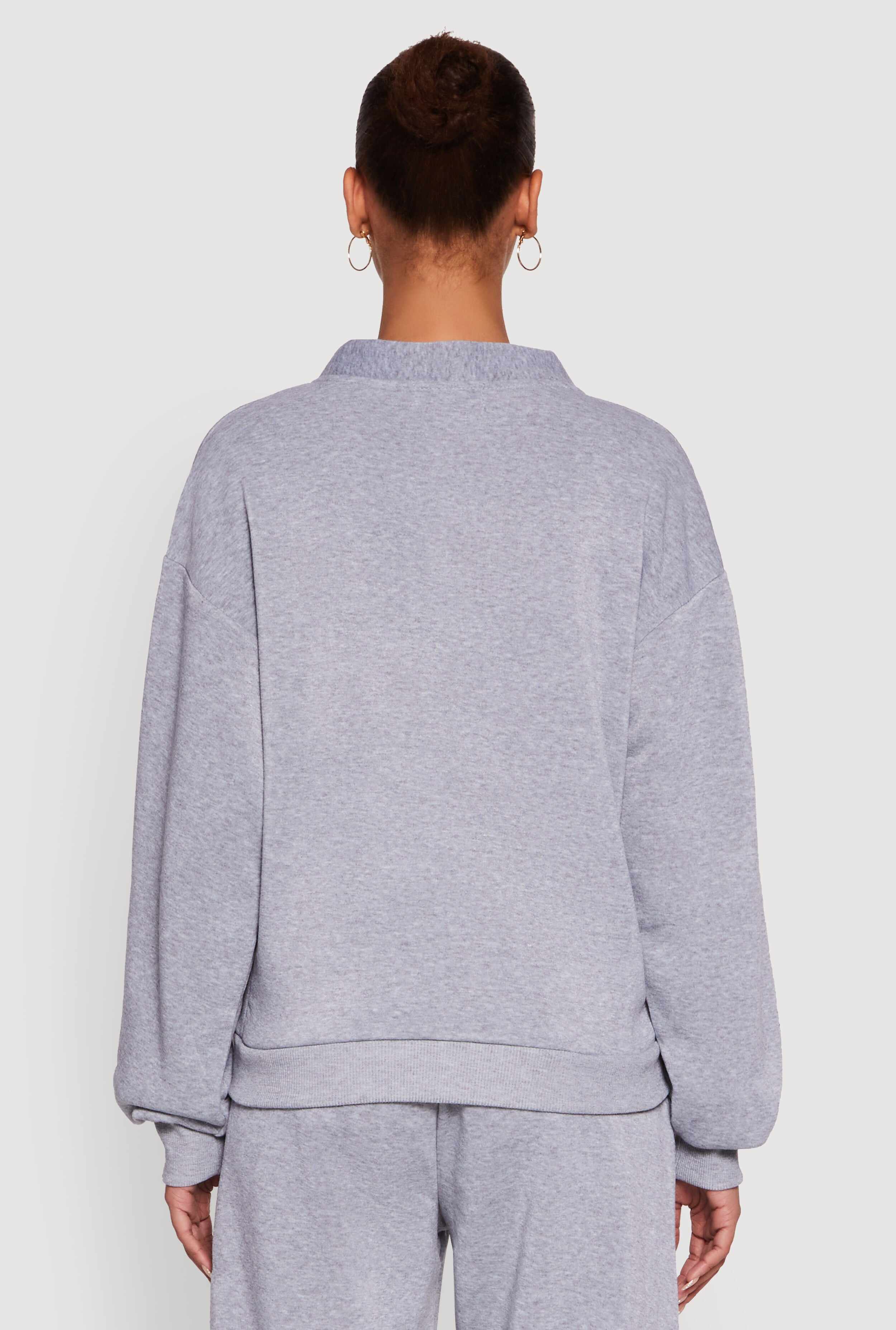 Oversized Fleece Lined V-Neck Button Front Cardigan