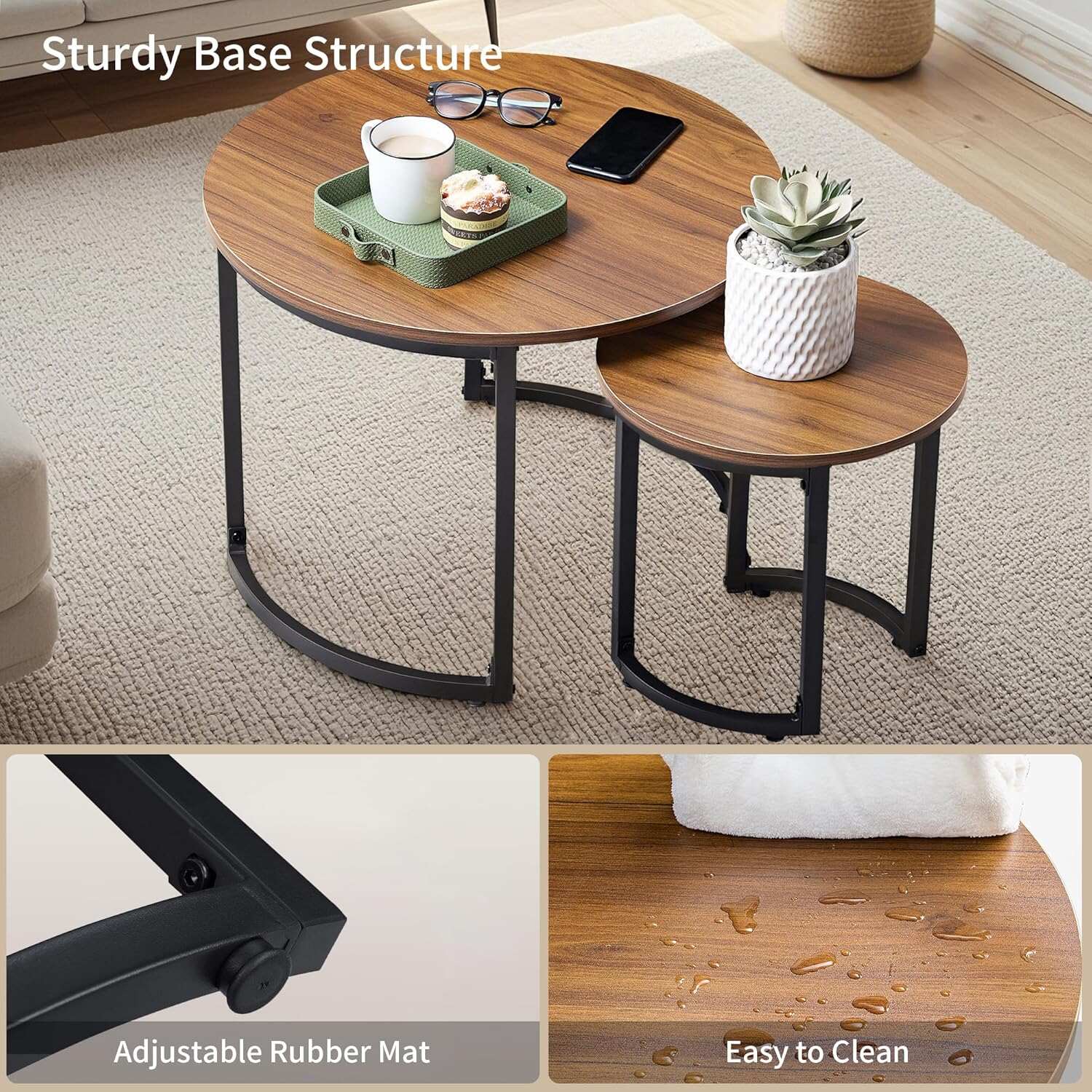 VECELO Nesting Coffee Table Set of 2