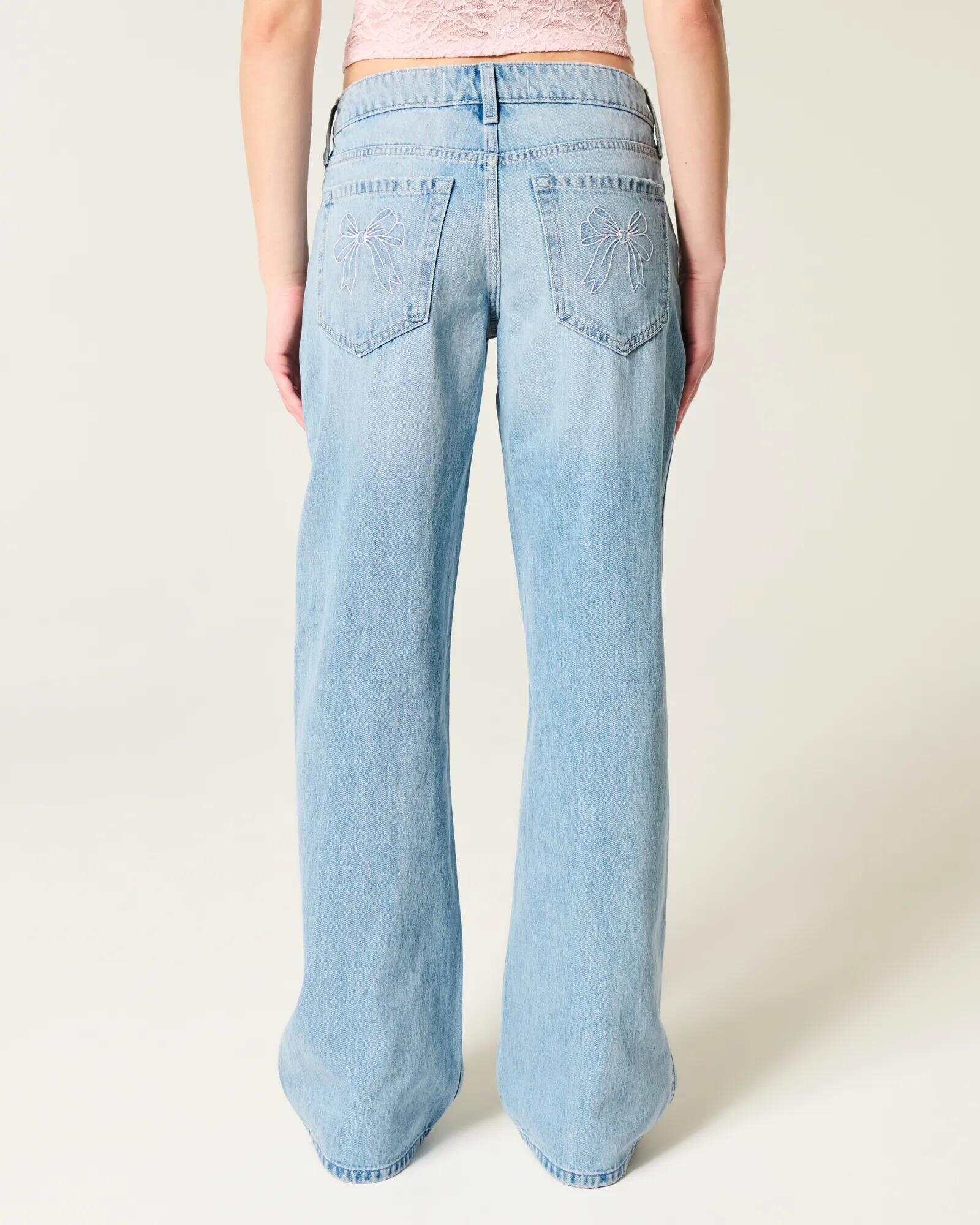 Low-Rise Dark Wash Baggy Jeans