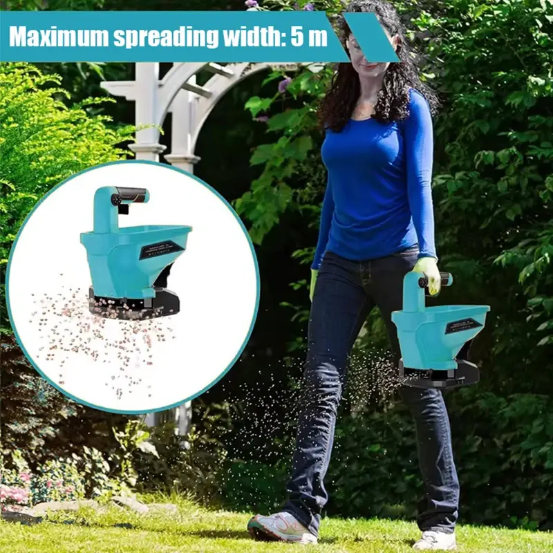Agricultural Lithium Battery Electric Fertilizer Spreader and Sowing Machine Grass Seed Vegetable Small Seeder for Makita 18V