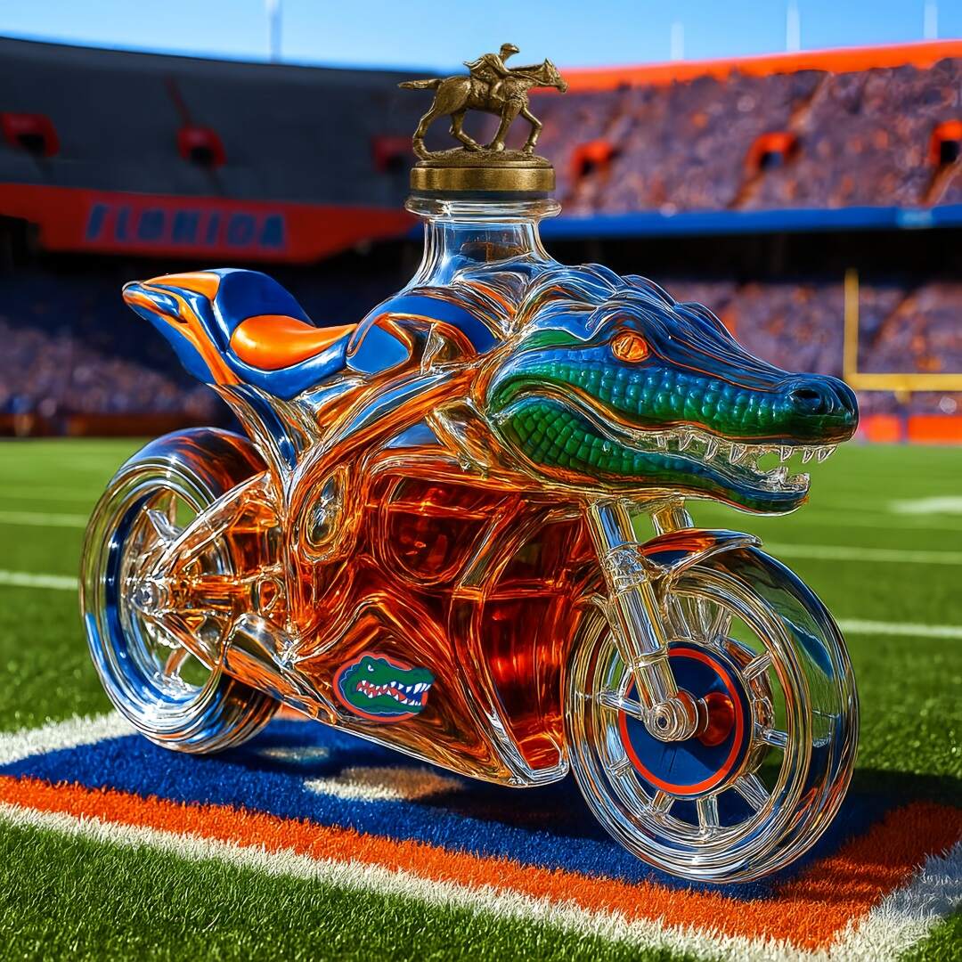Florida Gators Motorcycle Whiskey Bottle