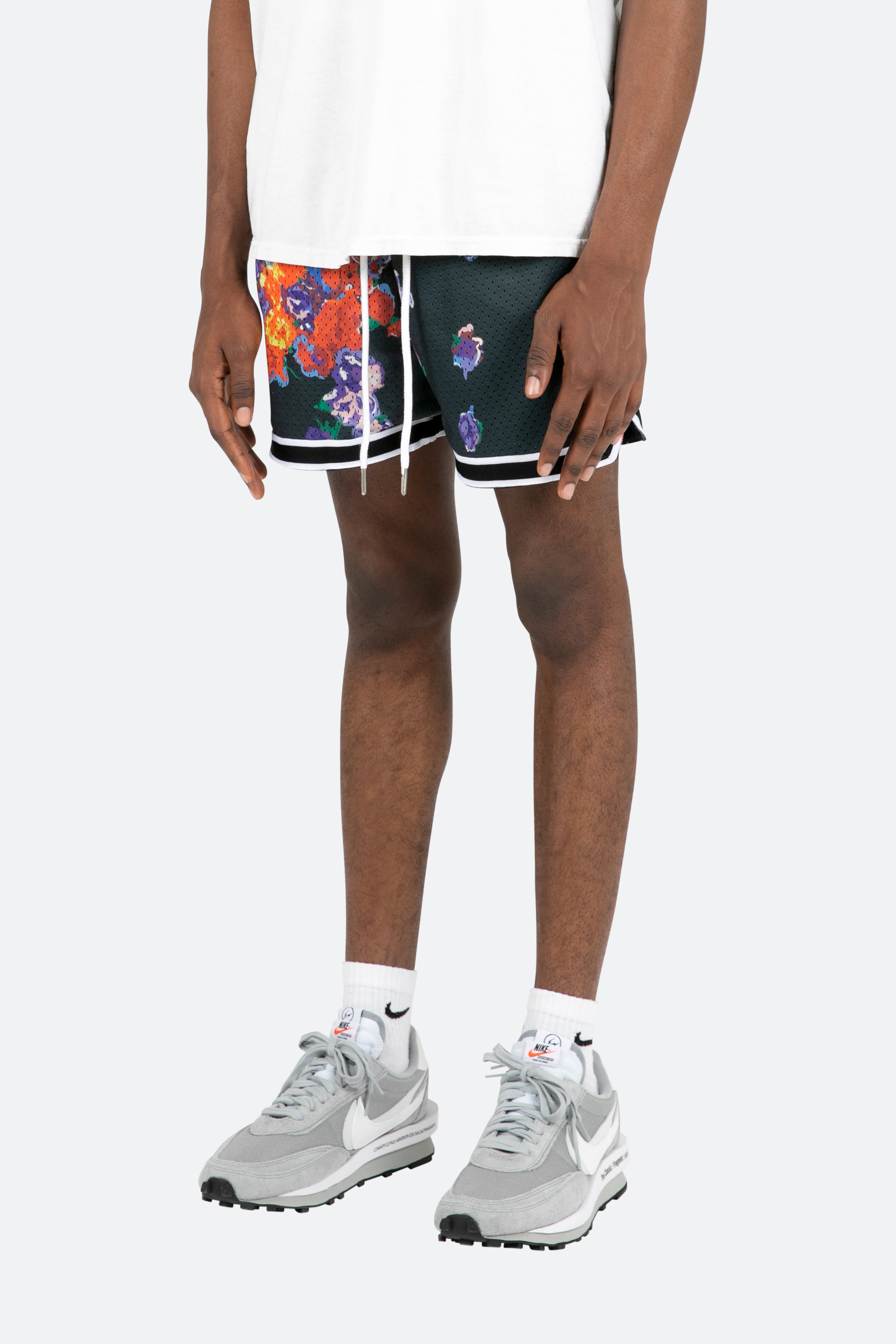 Floral Basketball Shorts - Black/White