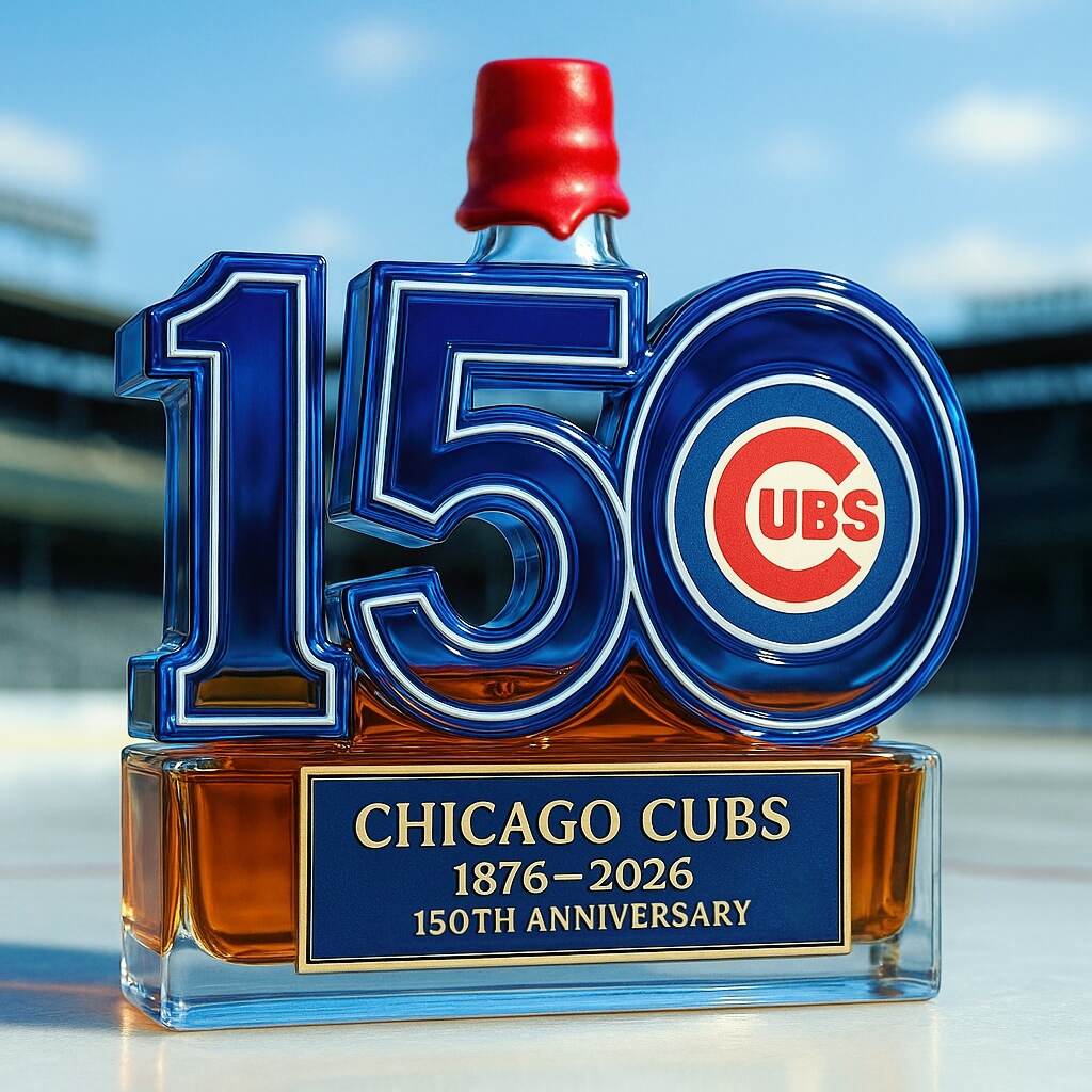 Chicago Cubs 150th Anniversary Whiskey Bottle