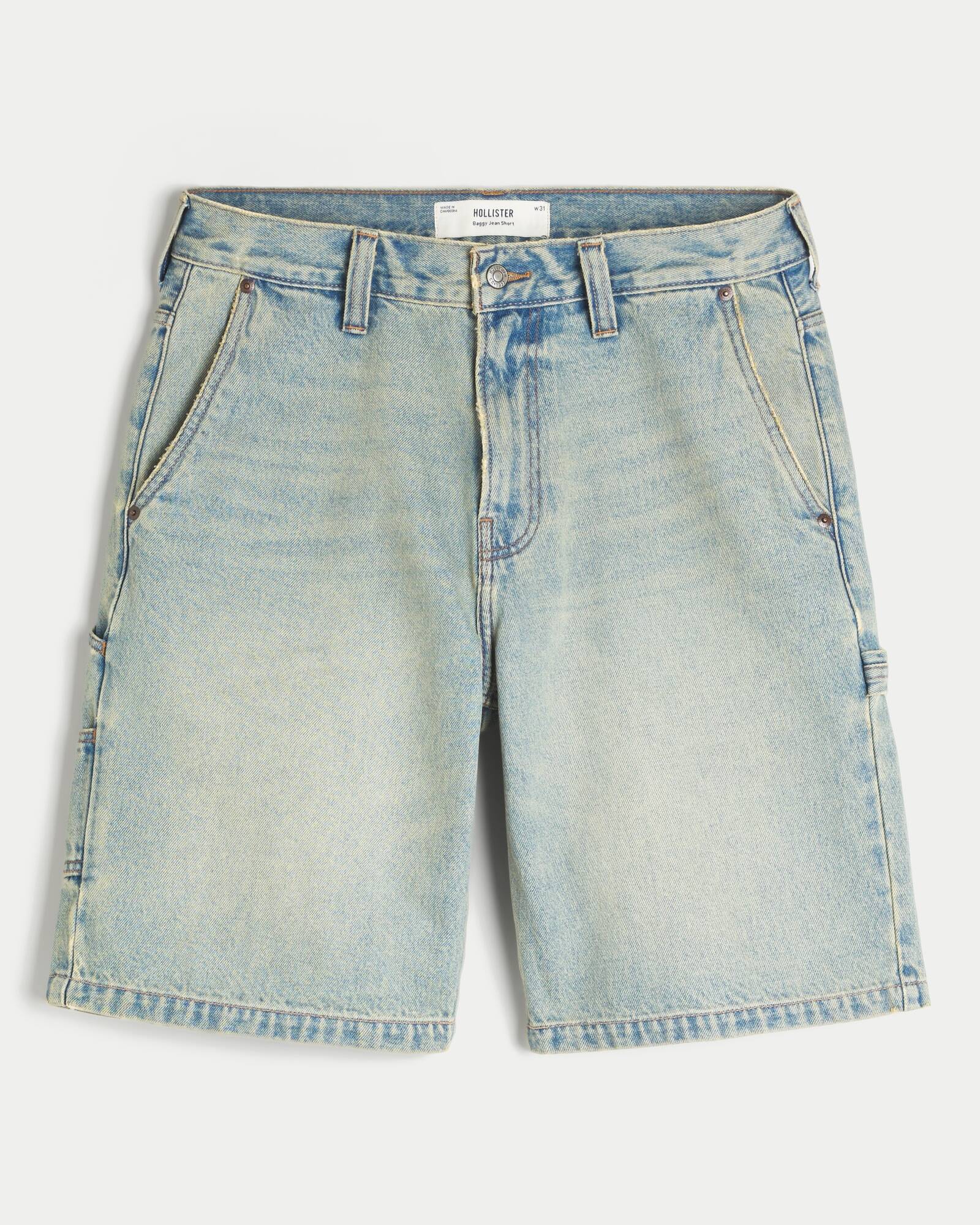 Washed Black Baggy Denim Shorts