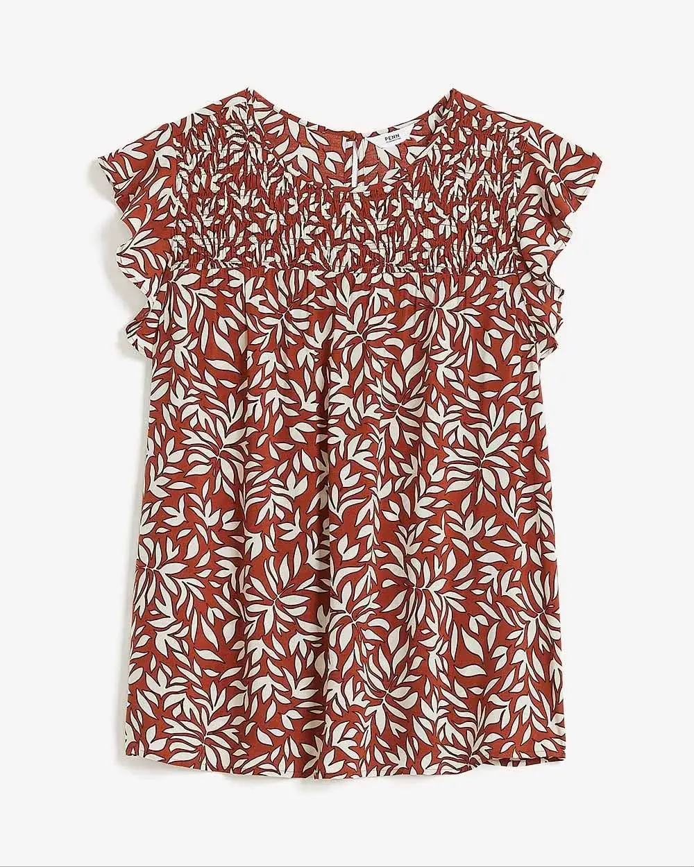 Long Swing Top with Short Ruffled Sleeves