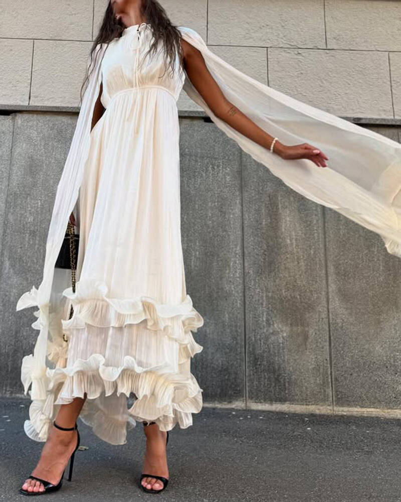 Round Neck Ruffled Fashionable Dress