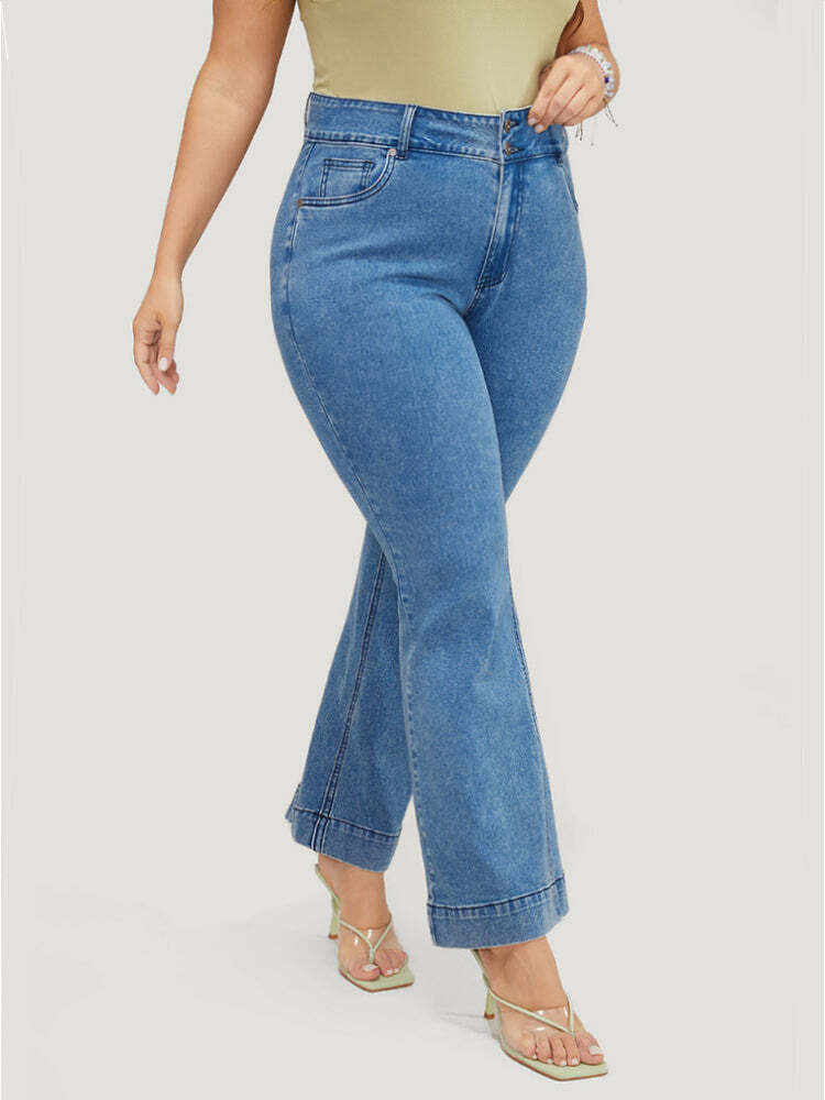 Flare Leg  Very Stretchy High Rise Medium Wash Jeans