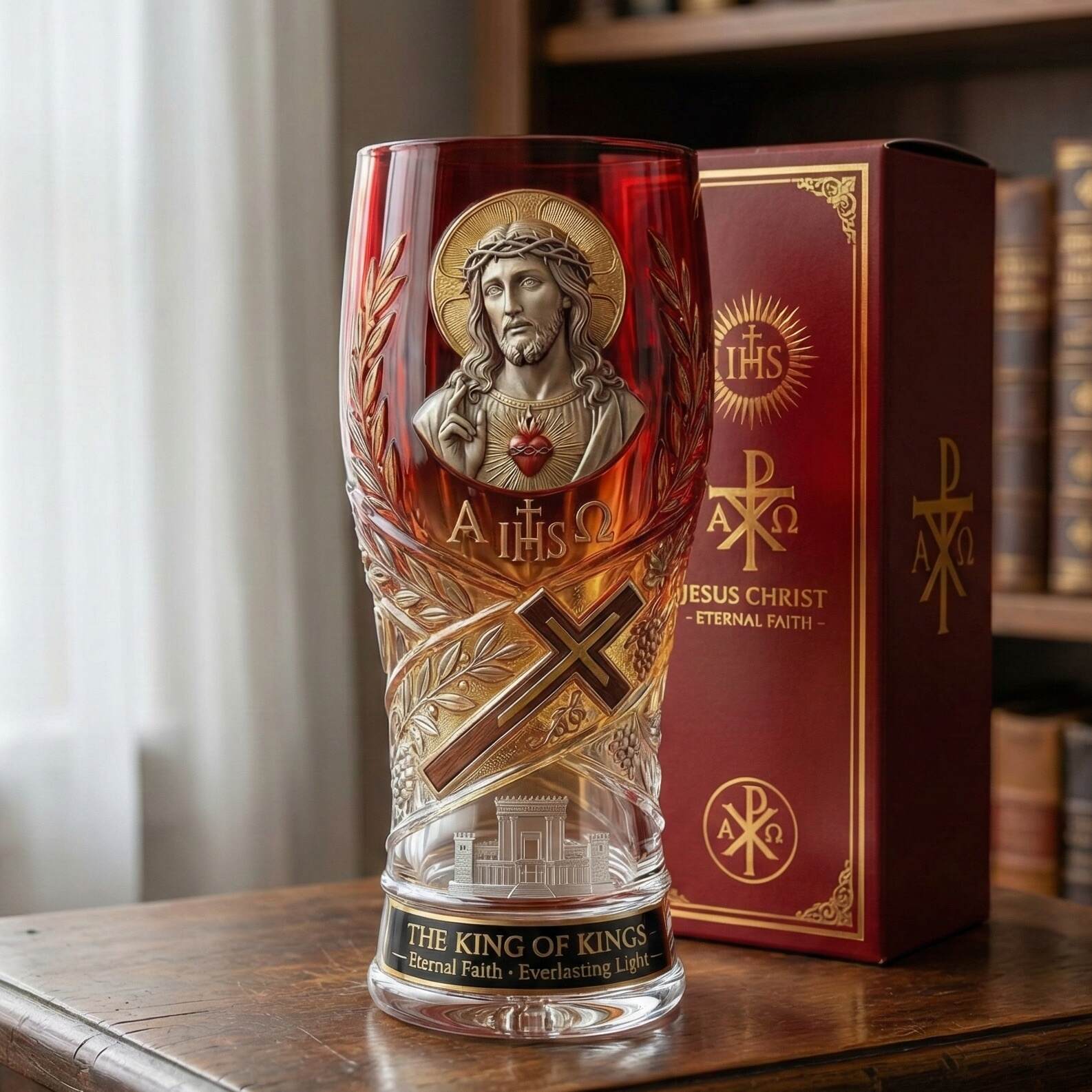 Jesus Christ Blessing Glass