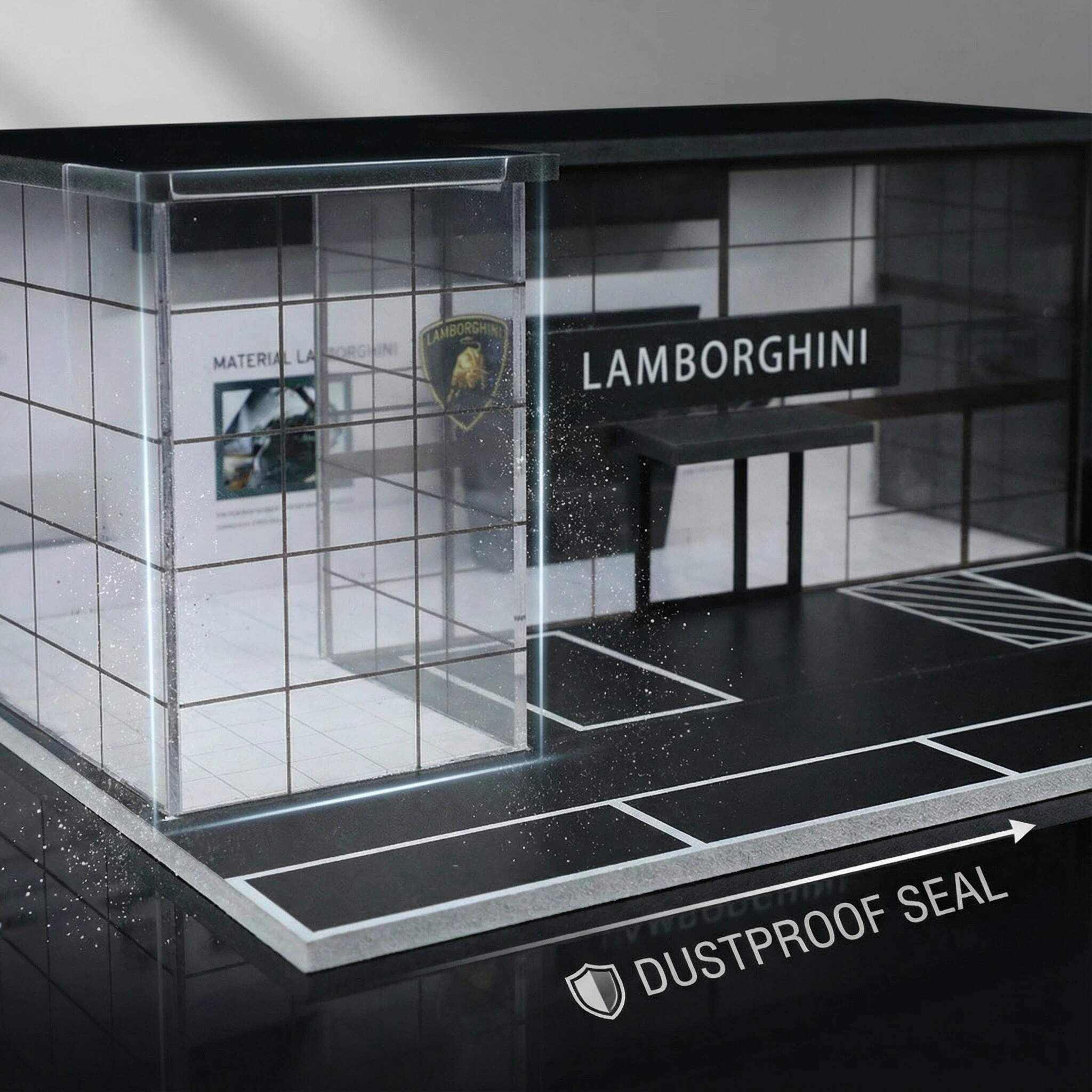 1:64 Scale Supercar Showroom Diorama Display Case – Modern Dealership Scene for Diecast Cars