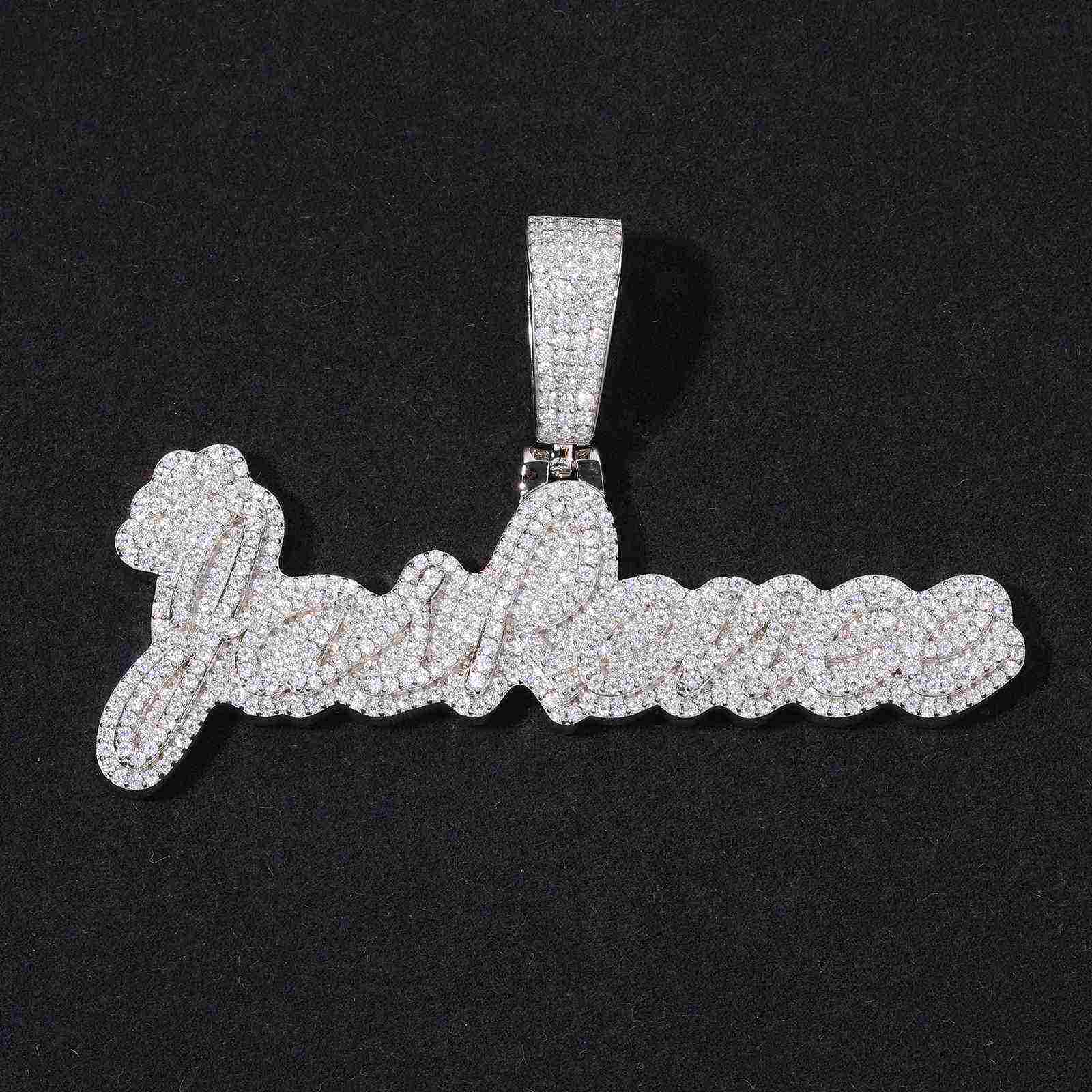 Test1 Row Cursive Name Pendant With Backplane