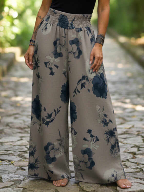 🔥Summer Arrivals🌟Vintage Floral Paisley Print Loose Linen Wide-leg Pant
