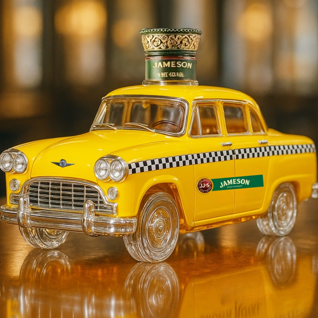 Checker Marathon Yellow Cab Whiskey Bottle