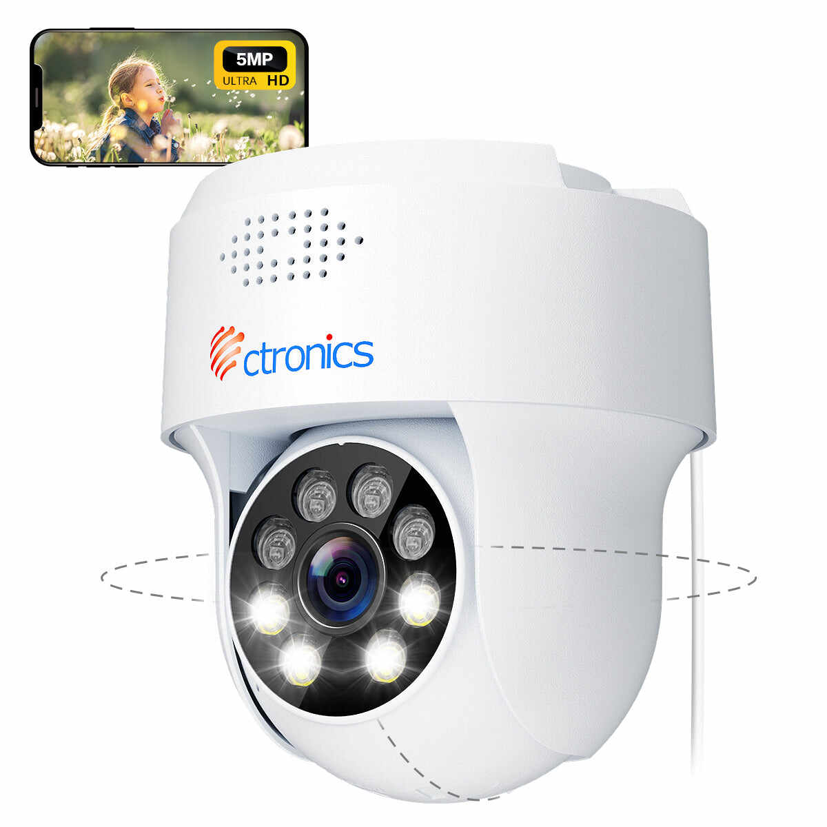 【2nd item $19.99】5MP PTZ Outdoor Surveillance Camera 2.4/5 GHz WiFi IP Dome Camera Human Detection Auto Tracking