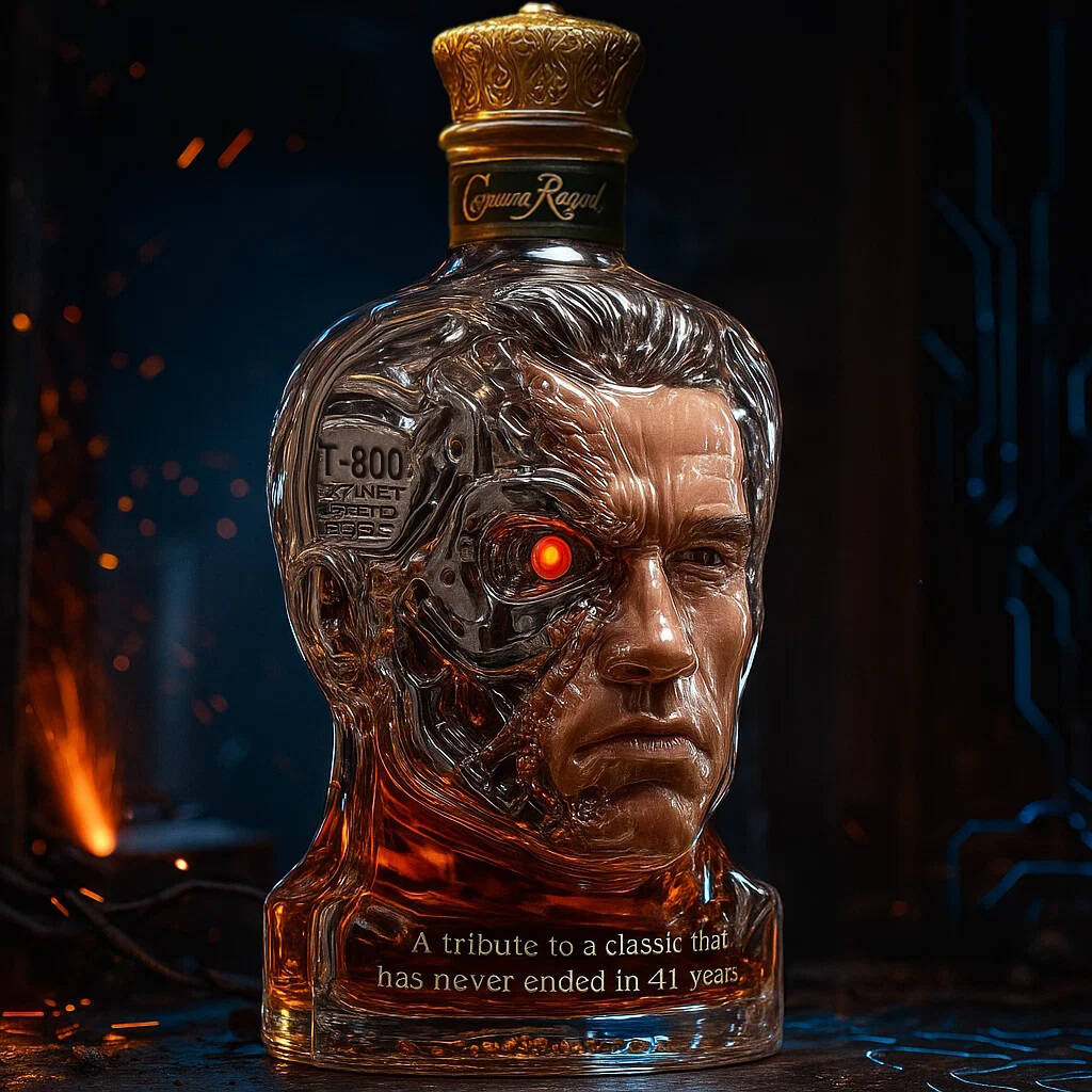 THe Terminator T-800 41 Anniversary Whisky Bottle