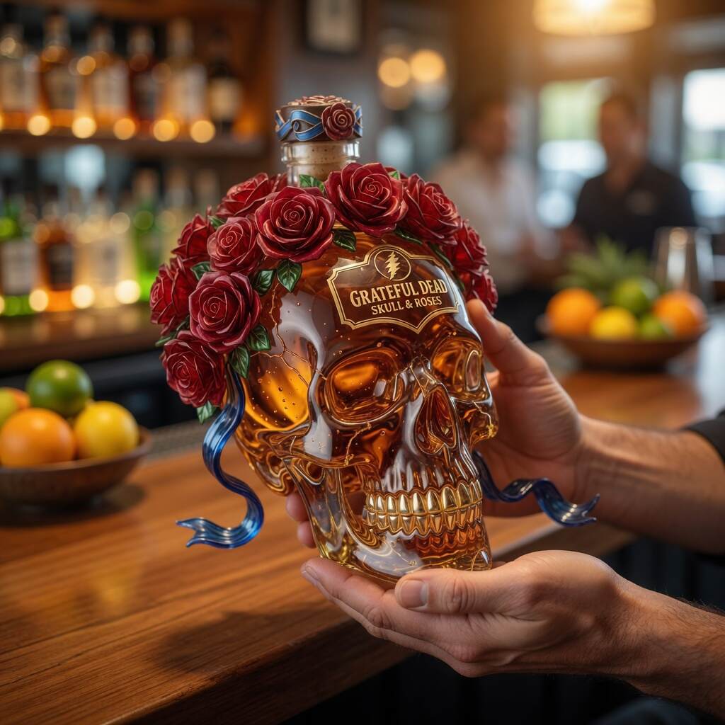💀🌹 Grateful Dead Skull & Roses 3D Sculpted Bottle