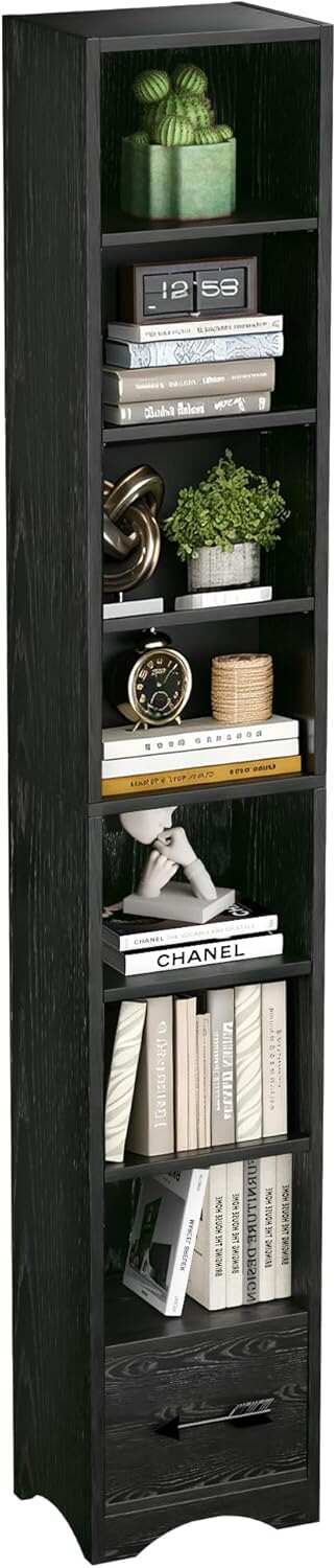VECELO 8-Tier Tall Narrow Bookshelf