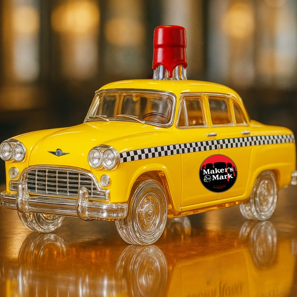 Checker Marathon Yellow Cab Whiskey Bottle