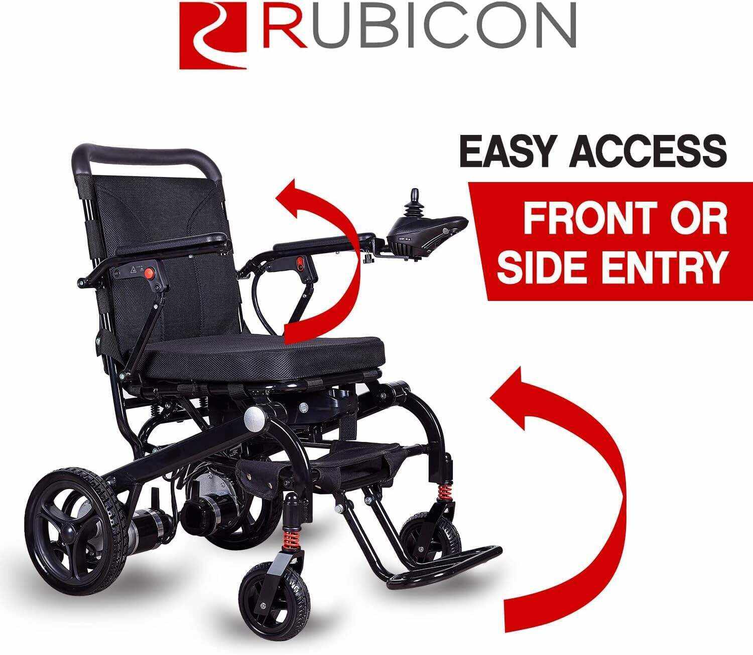 Rubicon DX06 Super Lightweight Electric Wheelchairs - Easy to Use - 12 mi Cruise Range - Detachable Battery 10AH - Liftable Armrest- Travel Size Foldable Power Wheelchair - Serviced from USA (Model1)