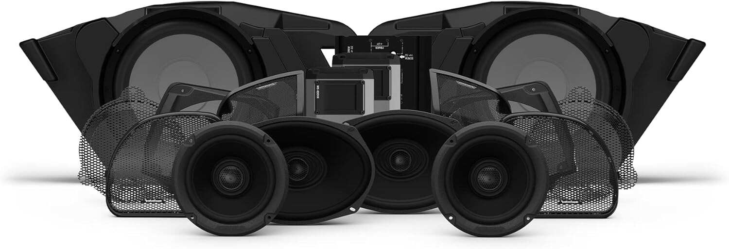 Rockford Fosgate HD14-STG5 Fairing Speakers, Saddlebag Speakers, Saddlebag Subwoofers, and 1,600-Watt Amplifier Kit for Select 2014+ Harley Davidson Road Glide & Street Glide Motorcycles
