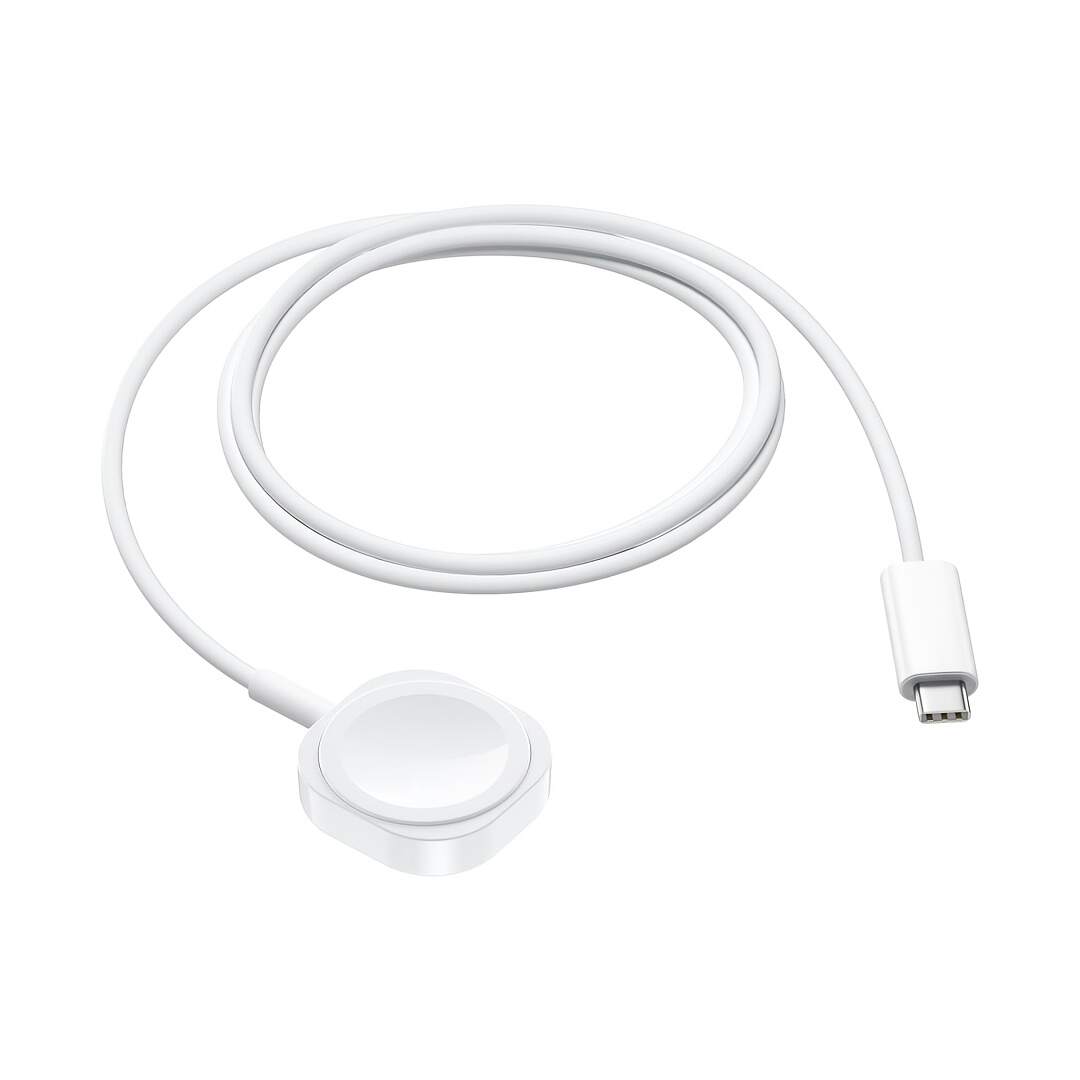 XNOIK Magnetic Wireless Charger for Apple Watch - Fast Charging USB Cable, Compact and Efficient, Compatible with iWatch Series Ultra, SE, 1-10 - Sleek White Portable Design