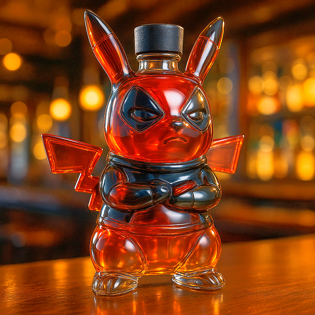 Deadpool Pikachu Whiskey Bottle