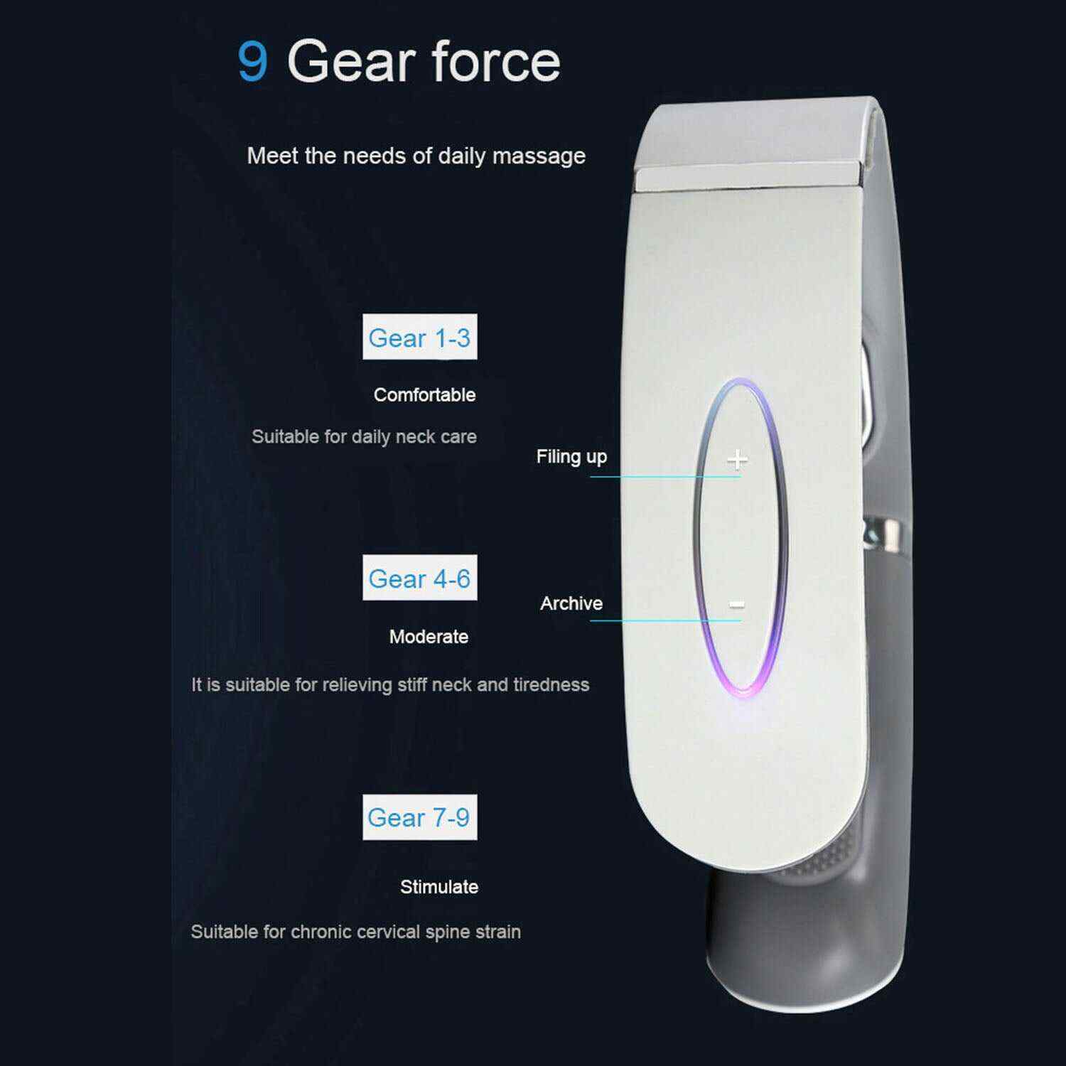 Neck Massager with Heat, Rechargeable, Pain Relief, Cordless Intelligent Neck Massage, 6 Modes Multi Levels Portable Deep Tissue Trigger Point Massager Car, Home, Outdoor, Office Lightweight 9 Speeds