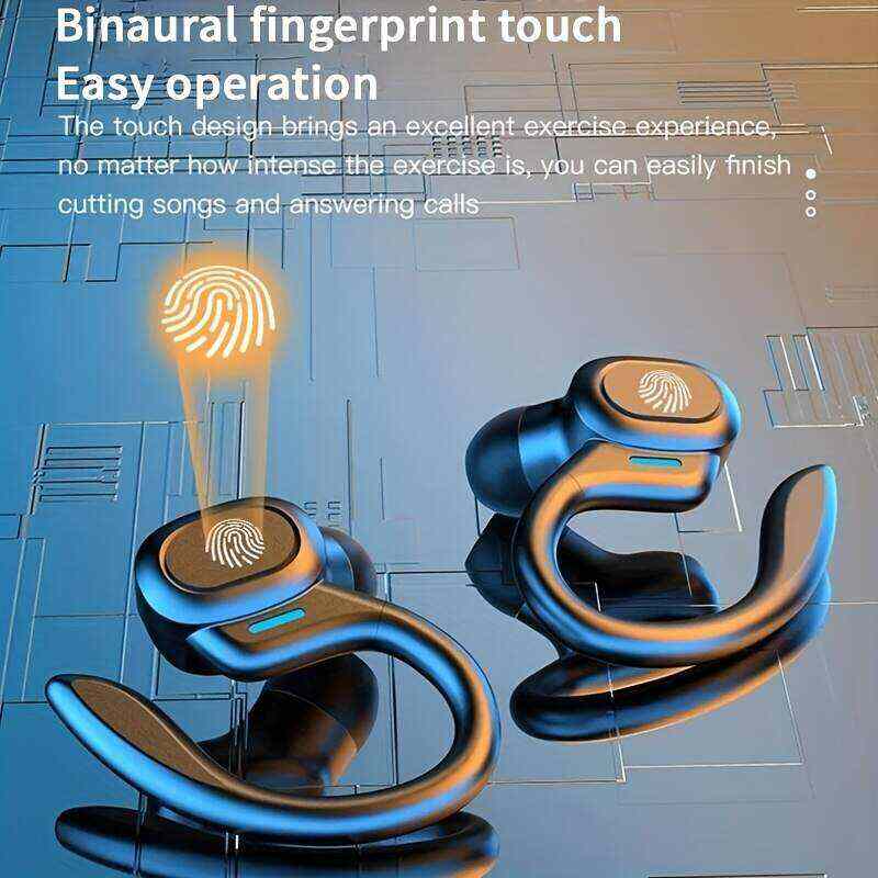 True Wireless Earbuds, TWS Earphones With Mic, Sport Earhook Headset, Stereo In Ear Headphones With LED Display Charing Case