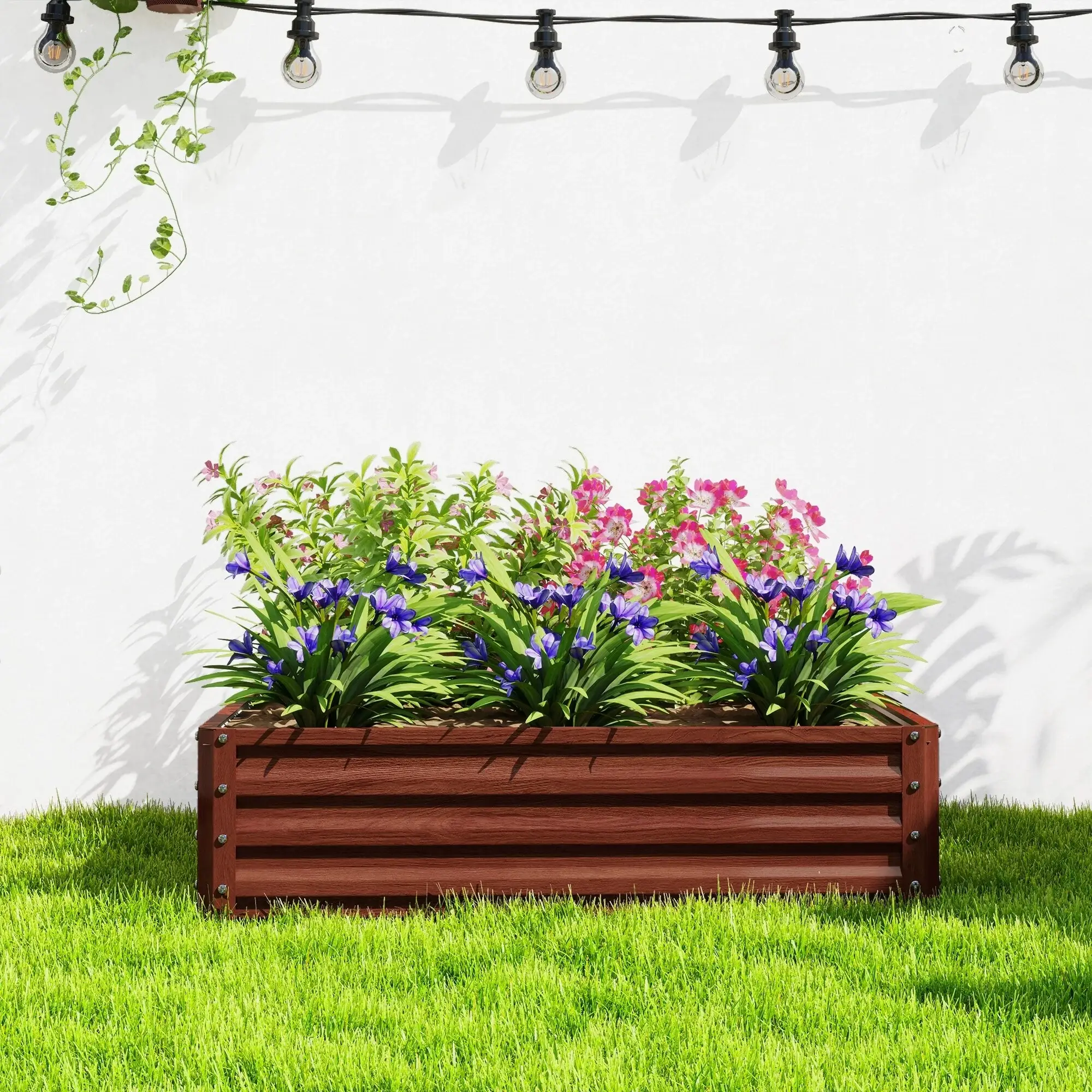 Outsunny Raised Garden Bed Box with Weatherized Steel Frame for Vegetables, Flowers, Plants and Herbs