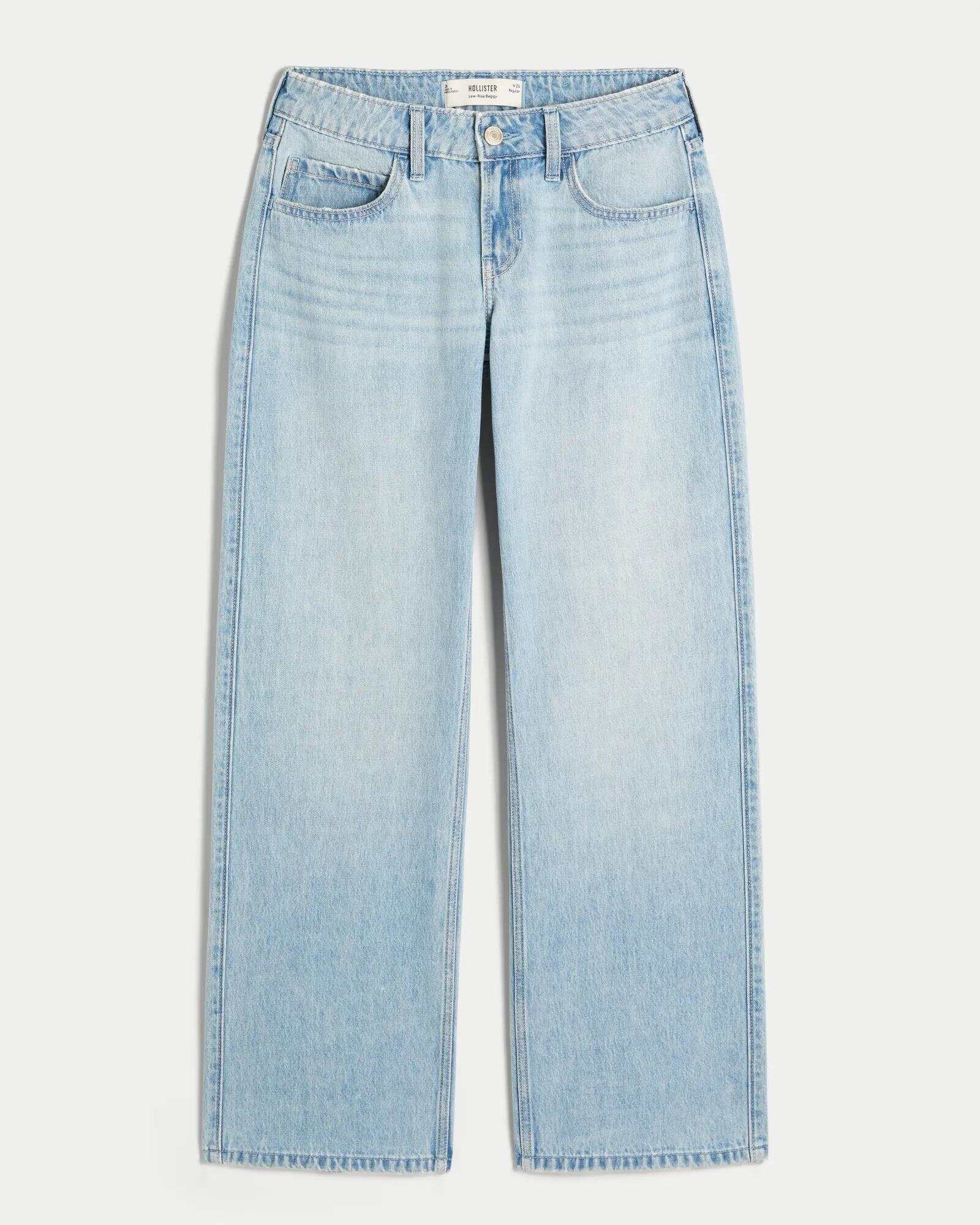 Low-Rise Dark Wash Baggy Jeans