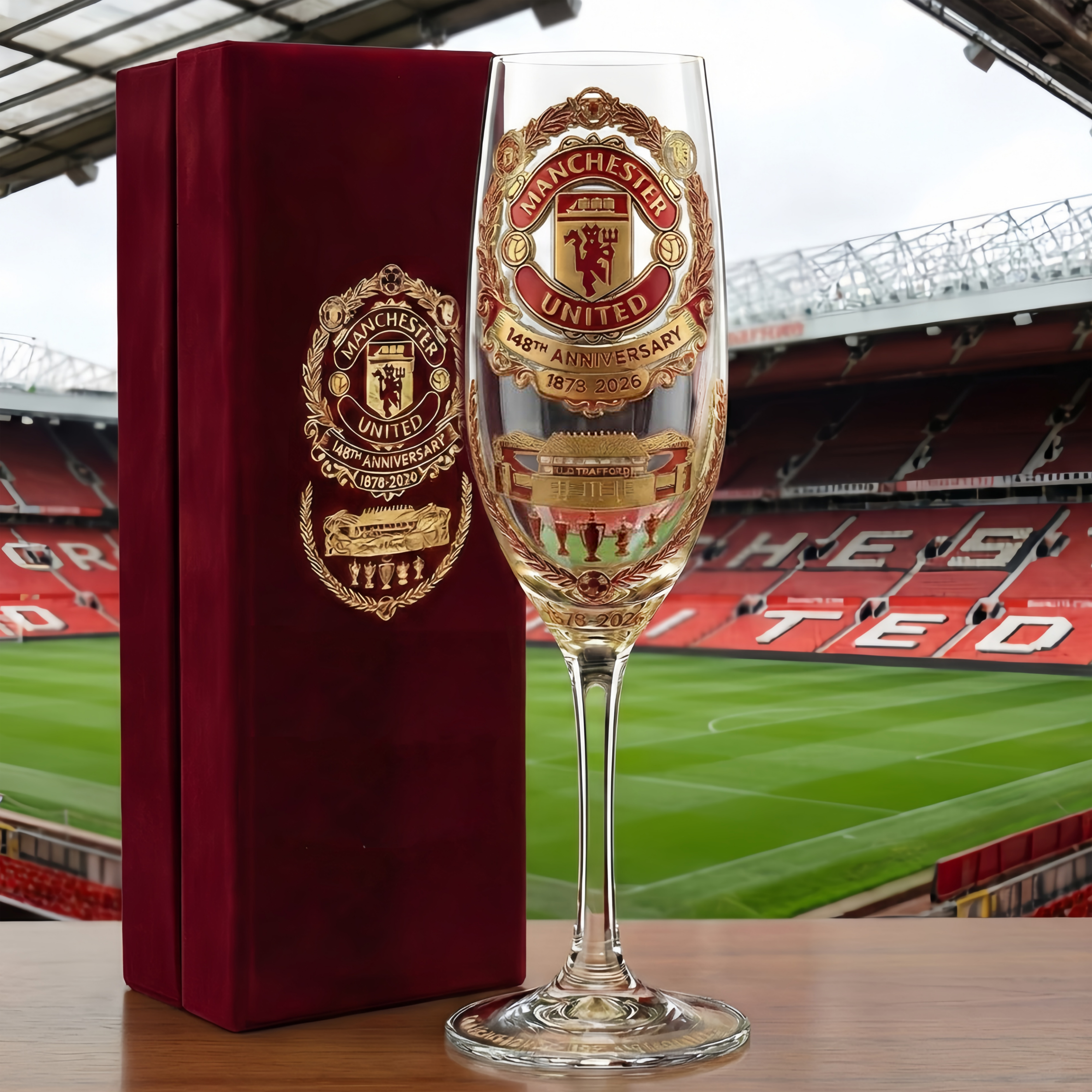 Manchester United 148th Anniversary Crystal Champagne Flute 🔴✨