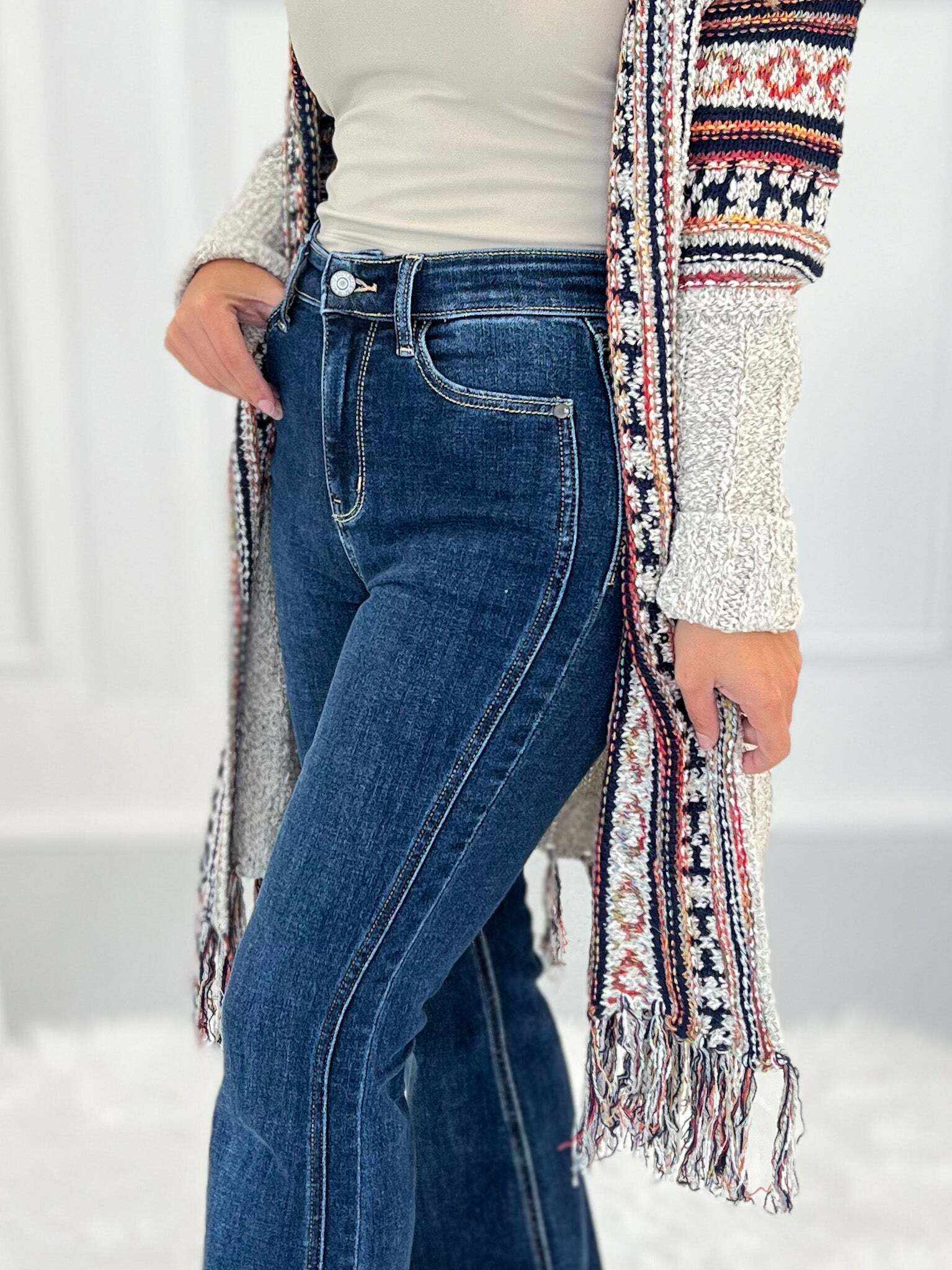 By My Side - Christmas Angled Side Seam Flare Jeans- Final Sale