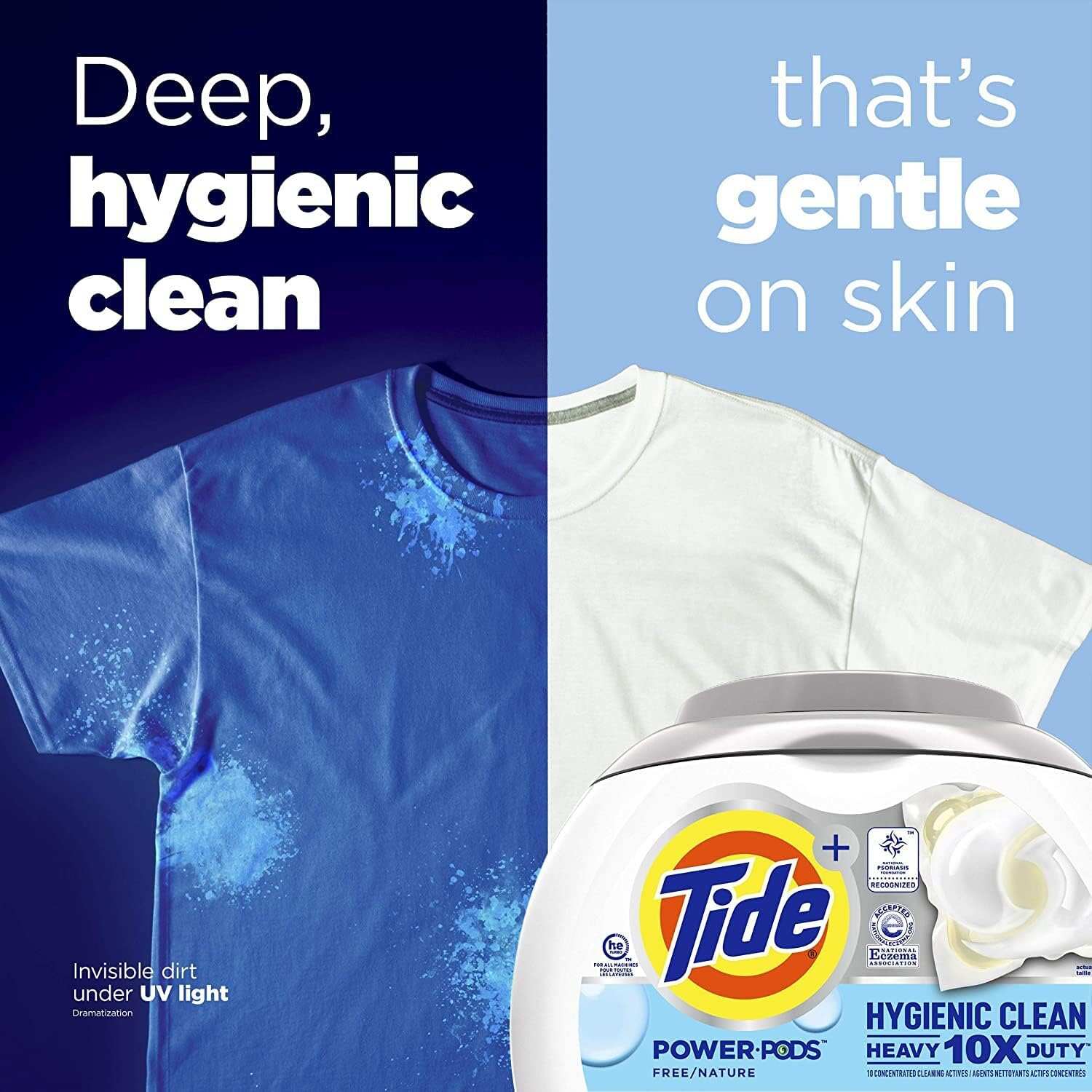 Tide Hygienic Clean Heavy Duty 10x Free Power PODS Laundry Detergent, 63 count, Unscented, For Visible and Invisible Dirt