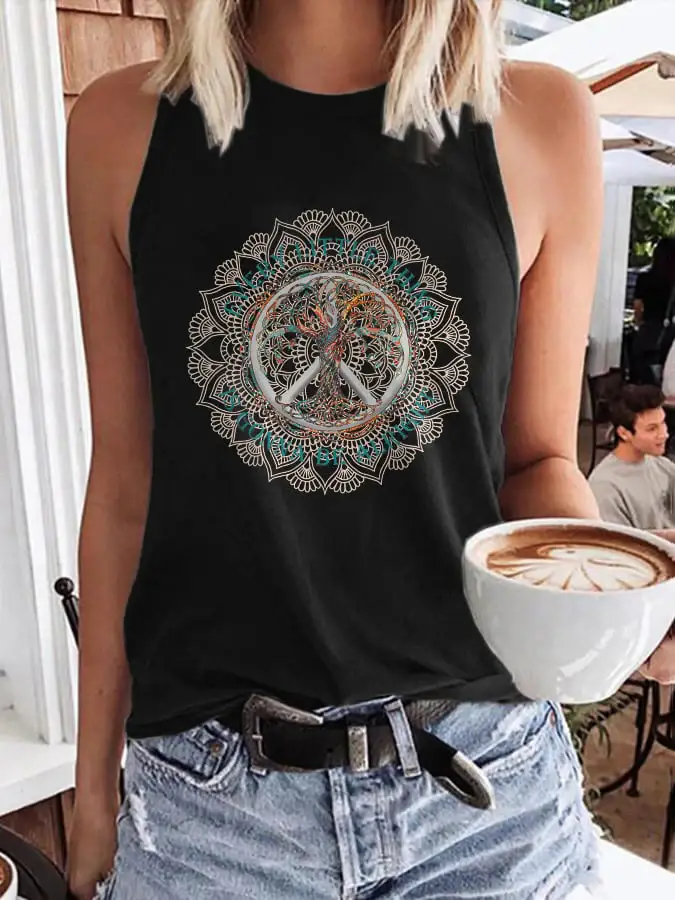 Retro Hippie Mandala Every Little Thing Is Gonna Be Alright Tank Top