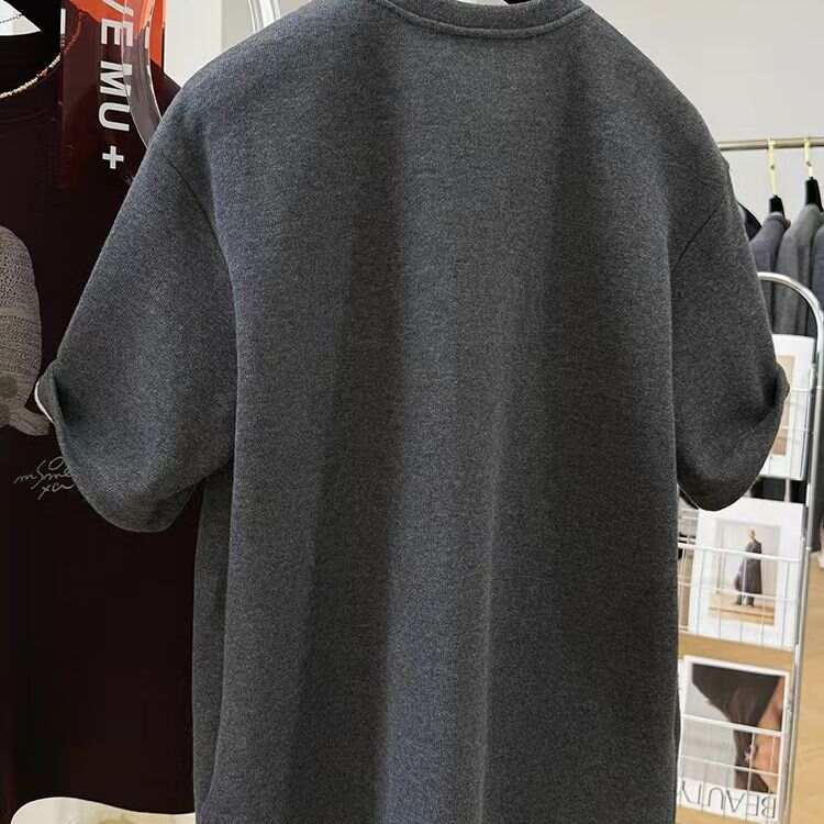 High-end Western Style Purple Brushed Thickened Short-sleeved T-shirt