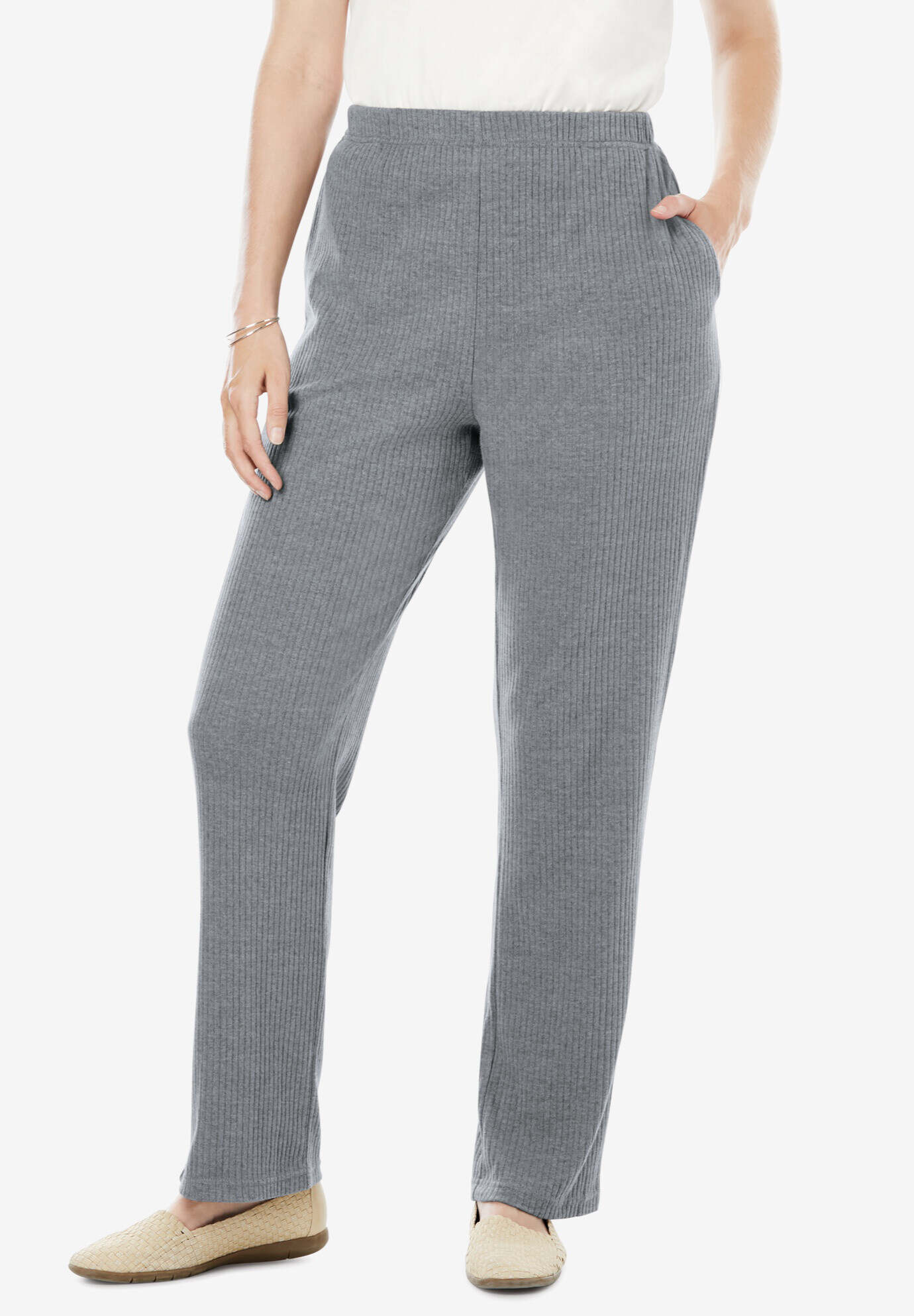 7-Day Knit Ribbed Straight Leg Pant