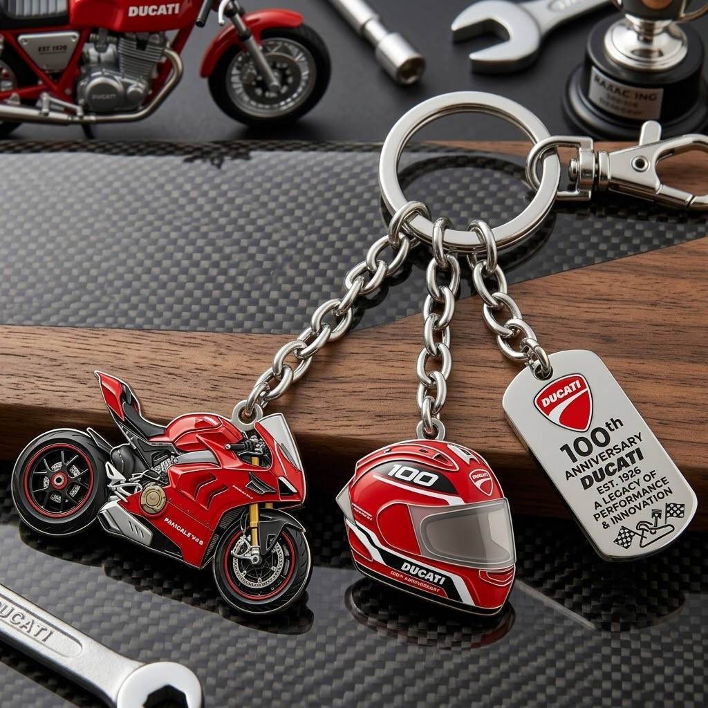 Ducati 100th Anniversary Keychain – Ride the Legend! 🏍️