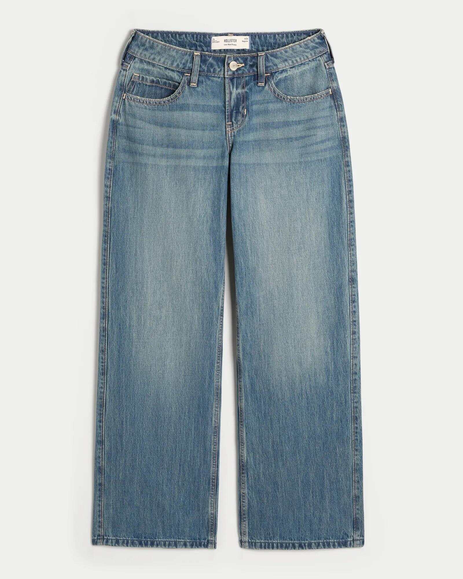 Low-Rise Dark Wash Baggy Jeans