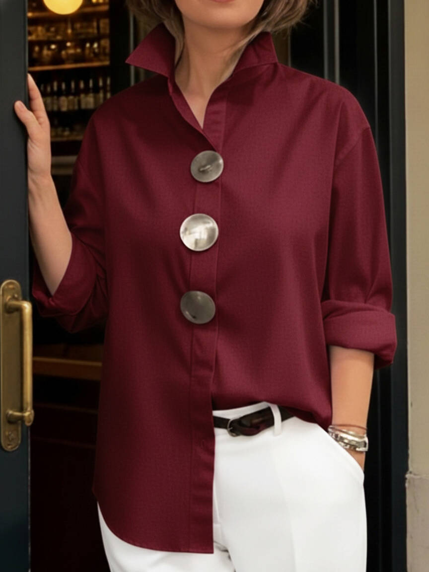 🔥Summer Arrivals🌟Elegant Stand-collar Metal Buttons Cotton Linen Blouse