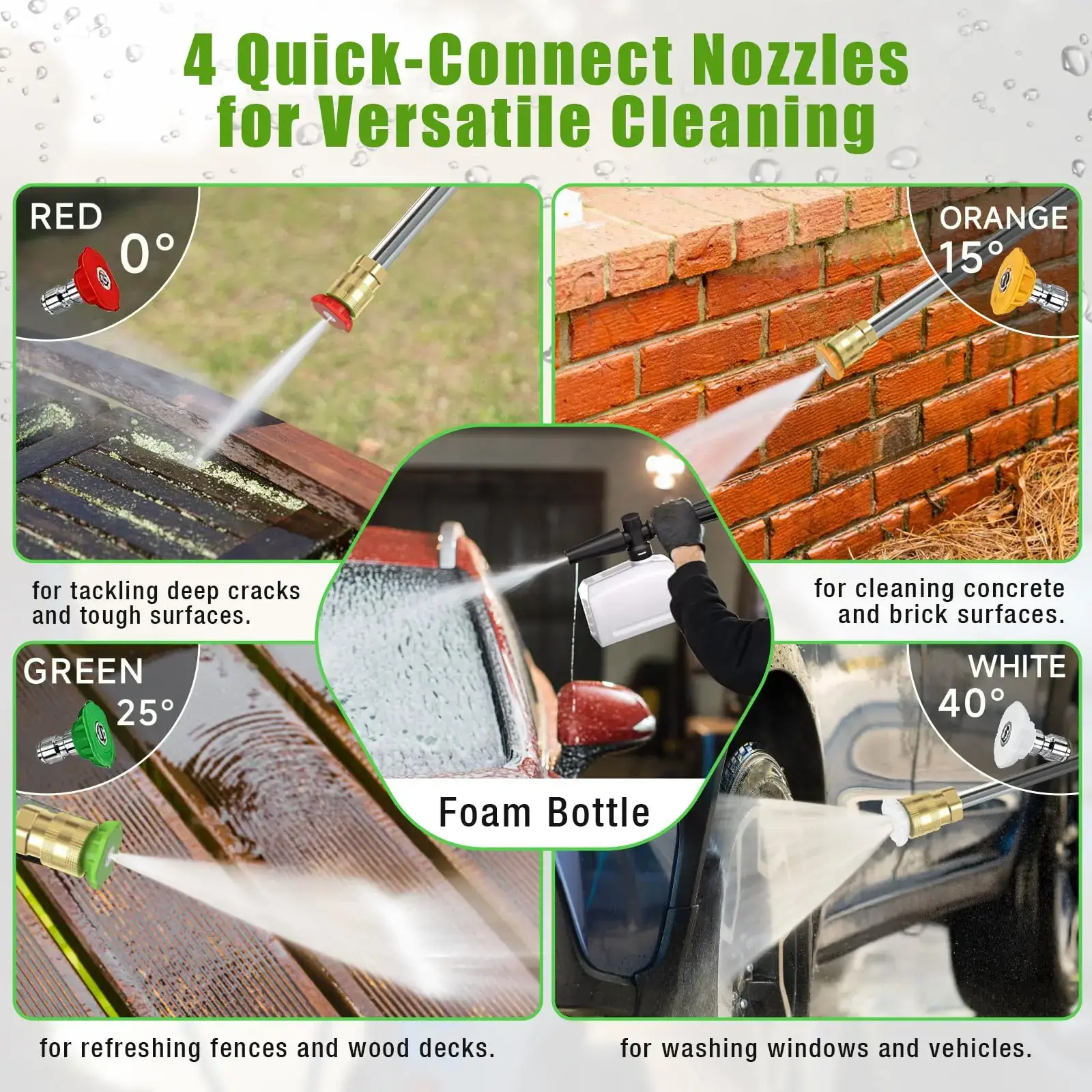 Electric Pressure Washer 2600 PSI 2.4 GPM with 4 Nozzles & Foam Cannon