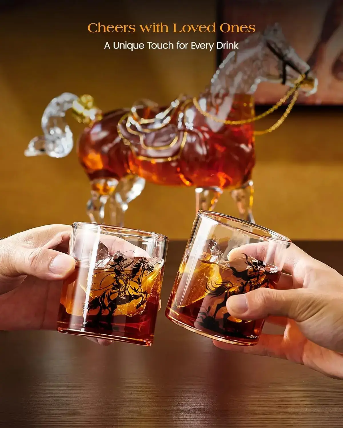 Horse Shaped Whiskey Decanter Set - Western Design