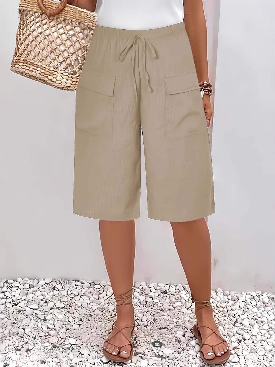 🔥Summer Arrivals🌟Women's Solid Color Casual Loose Stylish Pockets Shorts