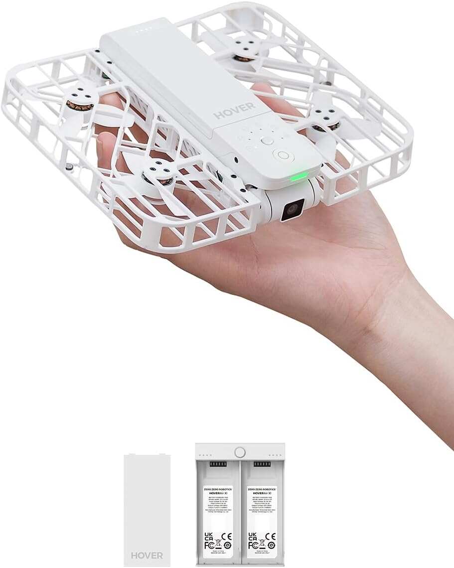 Air X1 Self-Flying Camera, Pocket-Sized Drone HDR Video Capture, Palm Takeoff, Intelligent Flight Paths, Follow-Me Mode, Foldable Camera Drone with Hands-Free Control White (Combo)