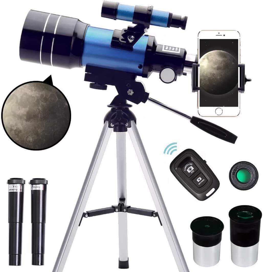 ToyerBee Telescope for Adults & Kids, 70mm Aperture (15X-150X) Portable Refractor Telescopes for Astronomy Beginners, 300mm Professional Travel Telescope with A Smartphone Adapter& A Wireless Remote