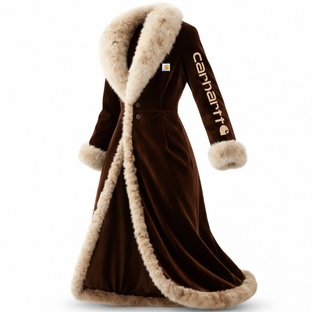 Luxurious Faux Fur Trimmed Long Coat with Elegant Design