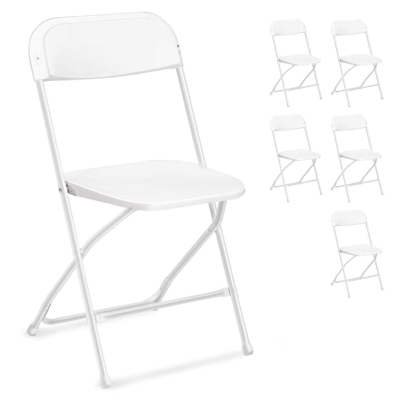 4/5/6/10/20/40 Pack Portable Plastic Folding Chair 350lb Stackable Commercial Seat with Steel Frame Party Chairs Black/White