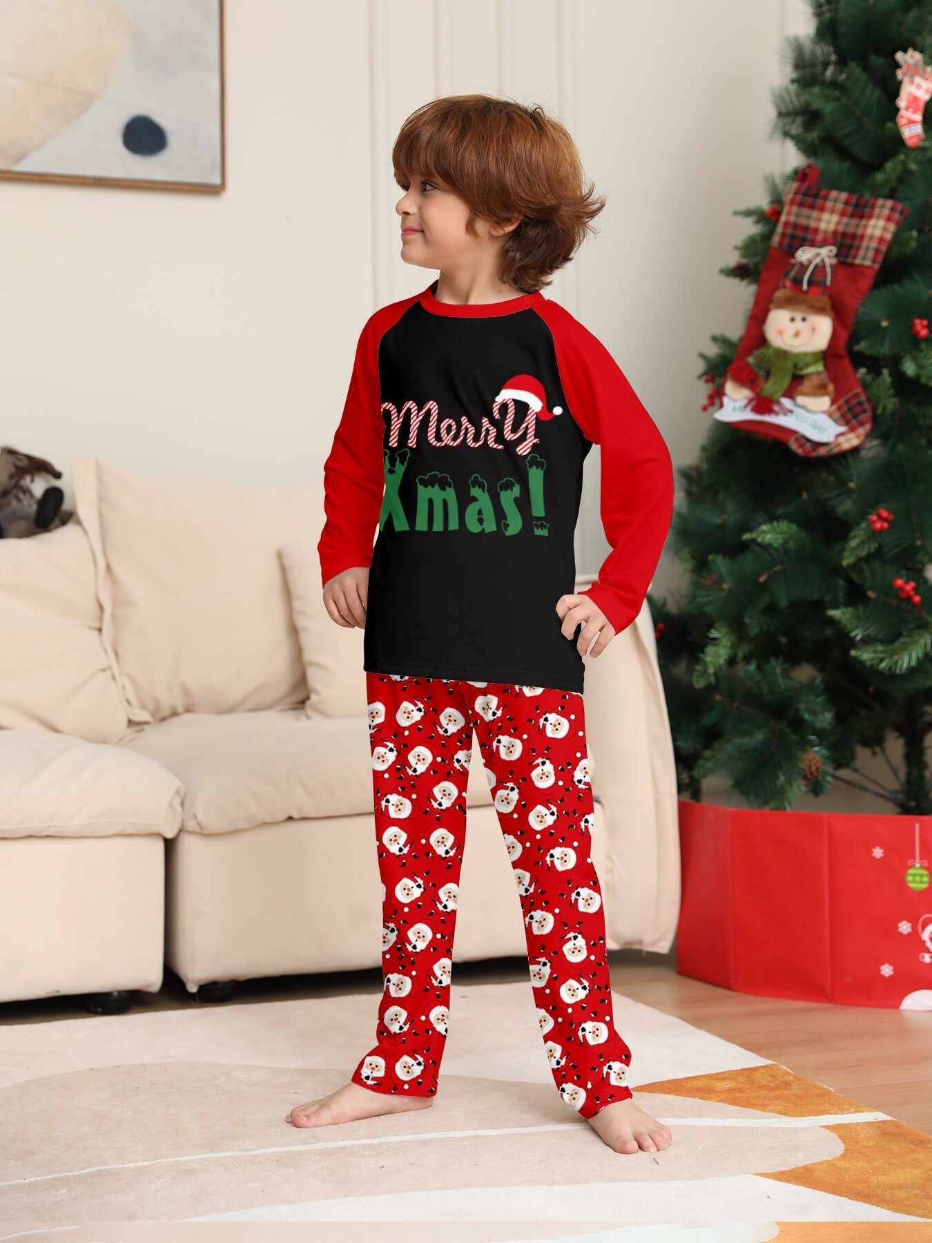 ��Merry Xmas�� Santa Claus Print Family Pajama Set