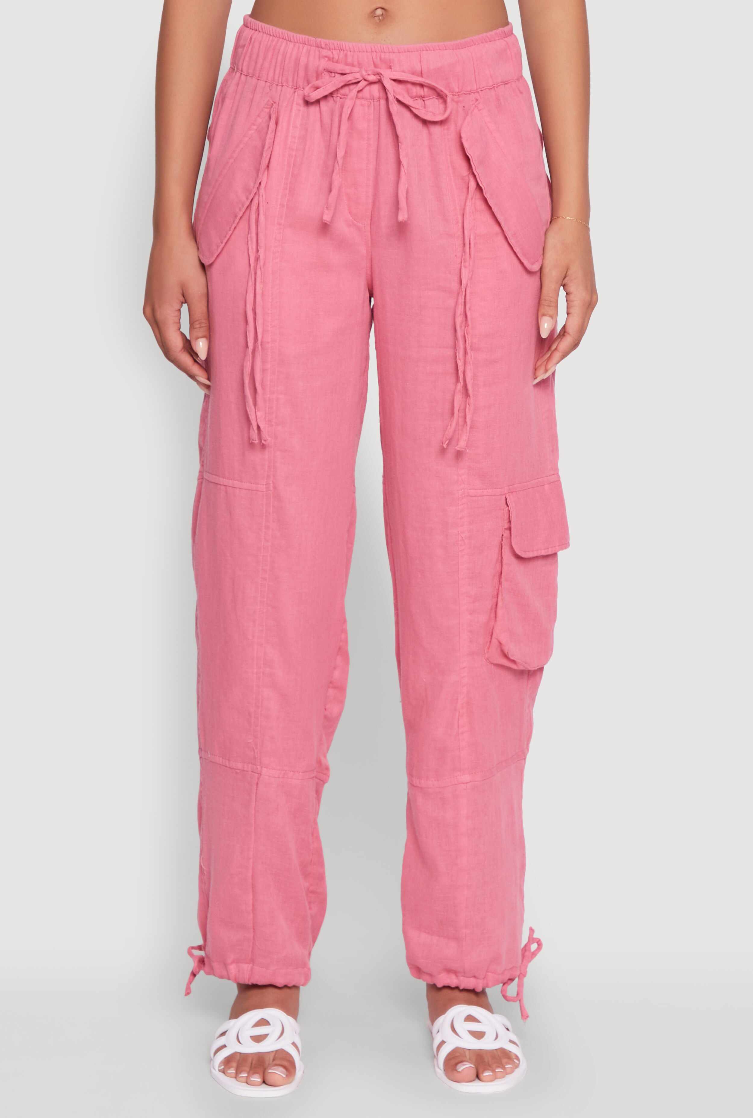 Zip Pocket Drawstring Waist Utility Joggers