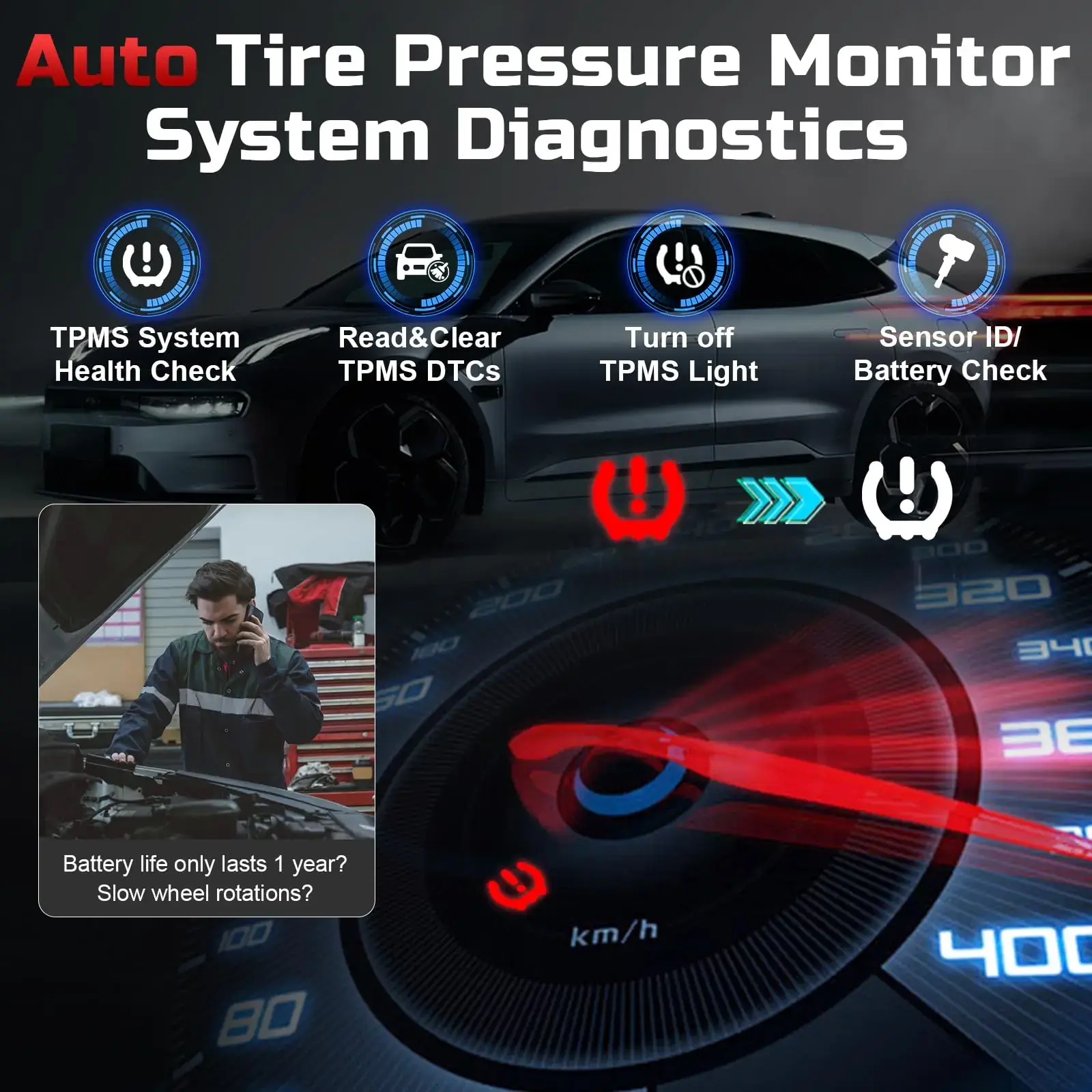 TP150 TPMS Programming Tool, 2026 TPMS Relearn Tool, Activate/Relearn/Diagnosis All Known TPMS Sensors, Program TS100 Sensors (315/433MHz), TPMS Reset Tool TPMS Programmer