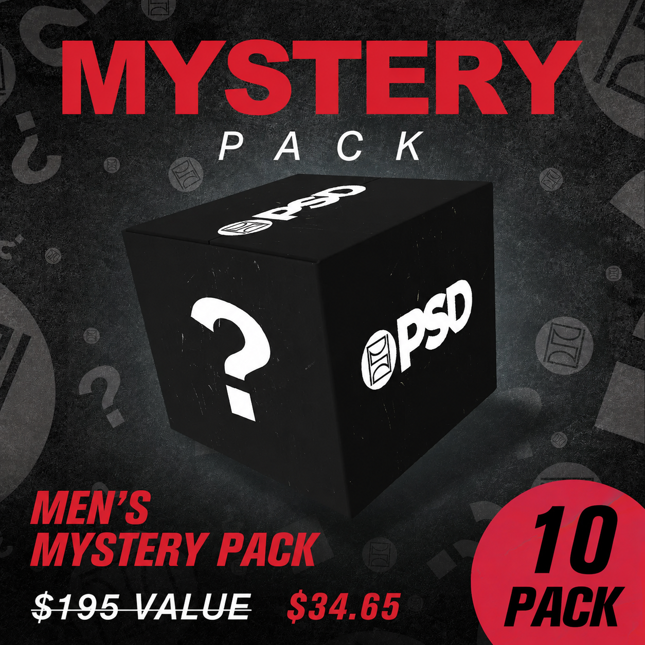 Mens Mystery Boxer Brief 10-Pack Bundle - Standard Length 7 Inch Inseam, Soft, Stretchy, and Breathable Poly Blend Fabric